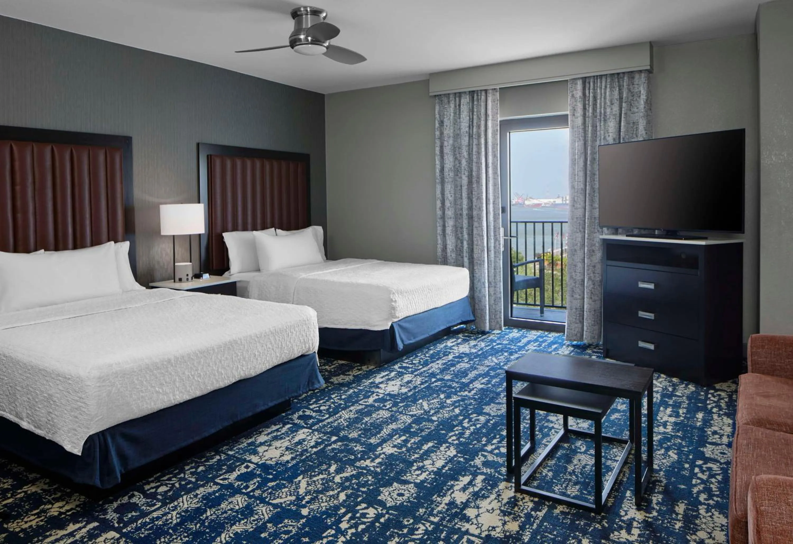 Queen Studio with Two Queen Beds with Balcony and River View in Homewood Suites Savannah Historic District/Riverfront