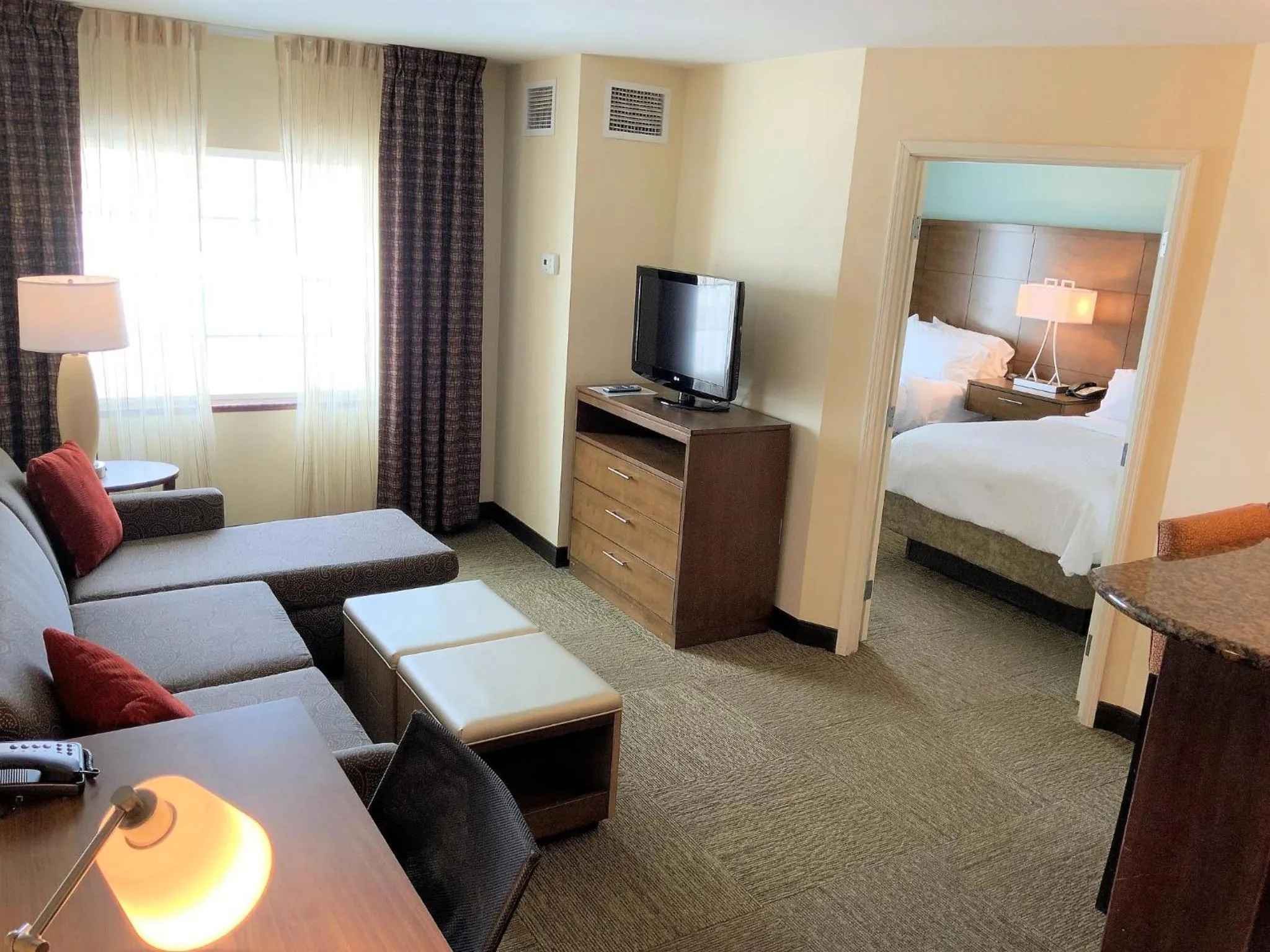 One Bedroom Suite with Two Double Beds and River View in Staybridge Suites Great Falls by IHG