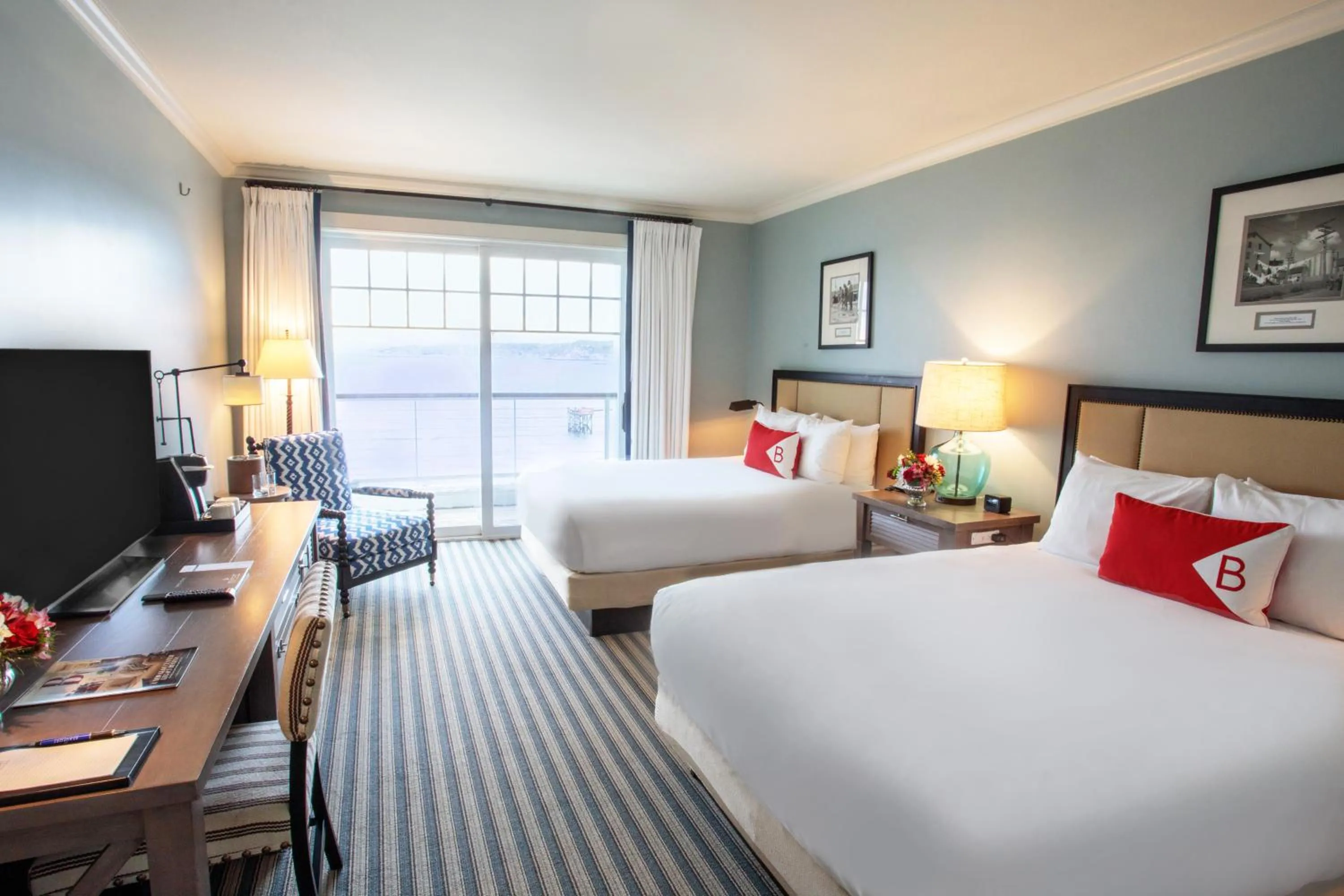 Ocean Front Room with Two Queen Beds and Balcony in Beauport Hotel Gloucester