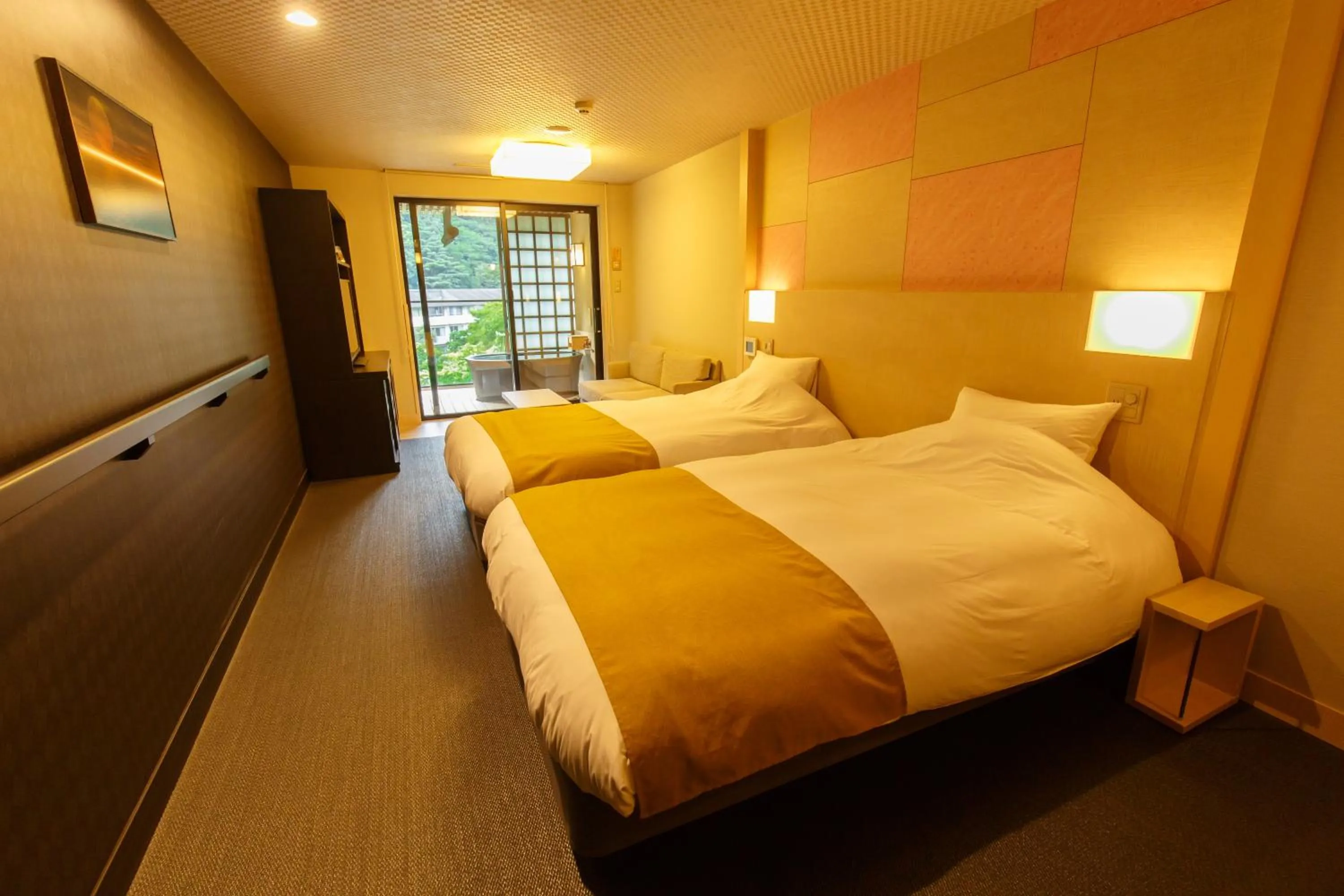 Standard Twin Room with Open-Air Bath in Tsukino Yado Sara