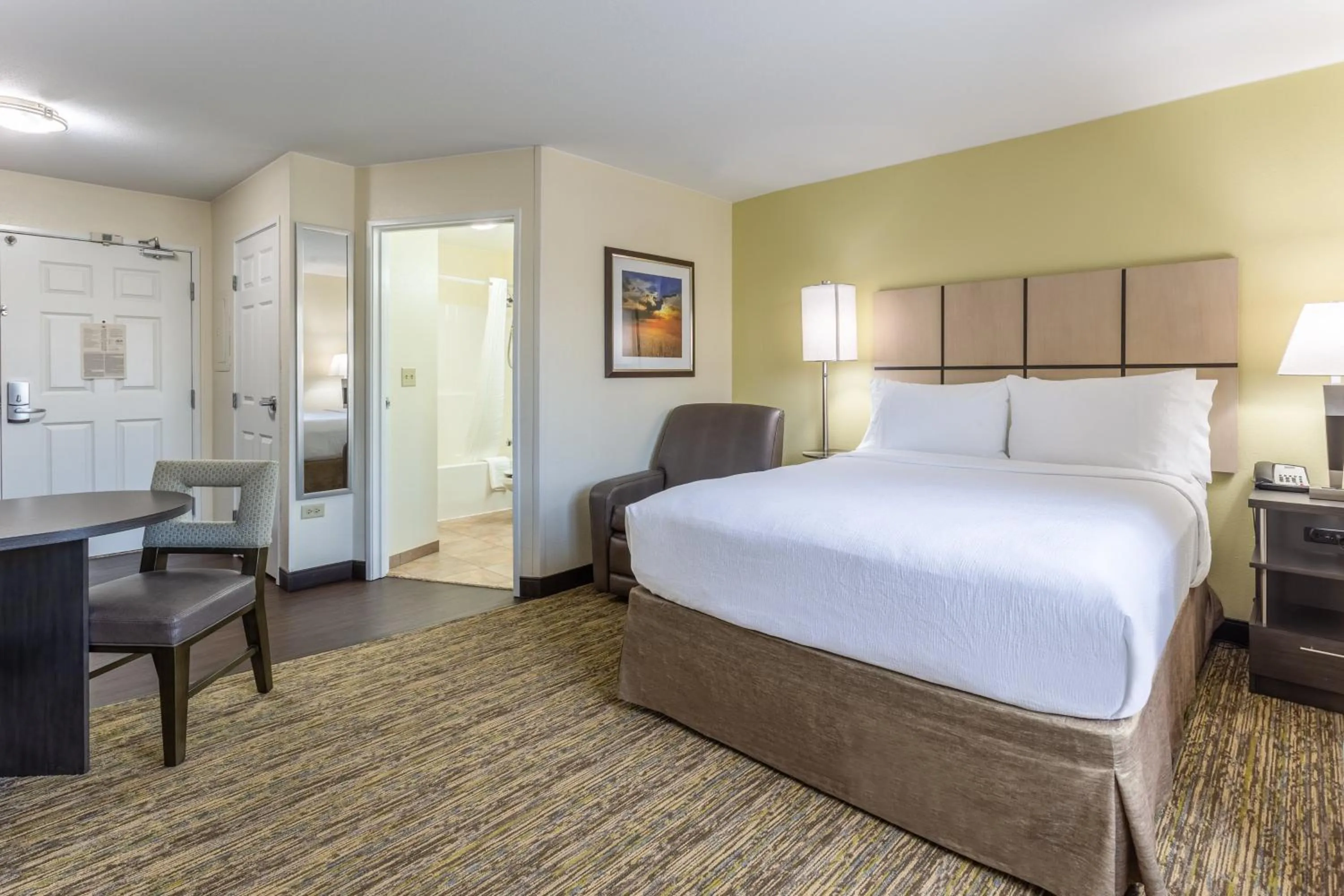 Queen Studio Suite with Hearing Accessible Roll in Shower - Non-Smoking in Candlewood Suites Aurora-Naperville by IHG