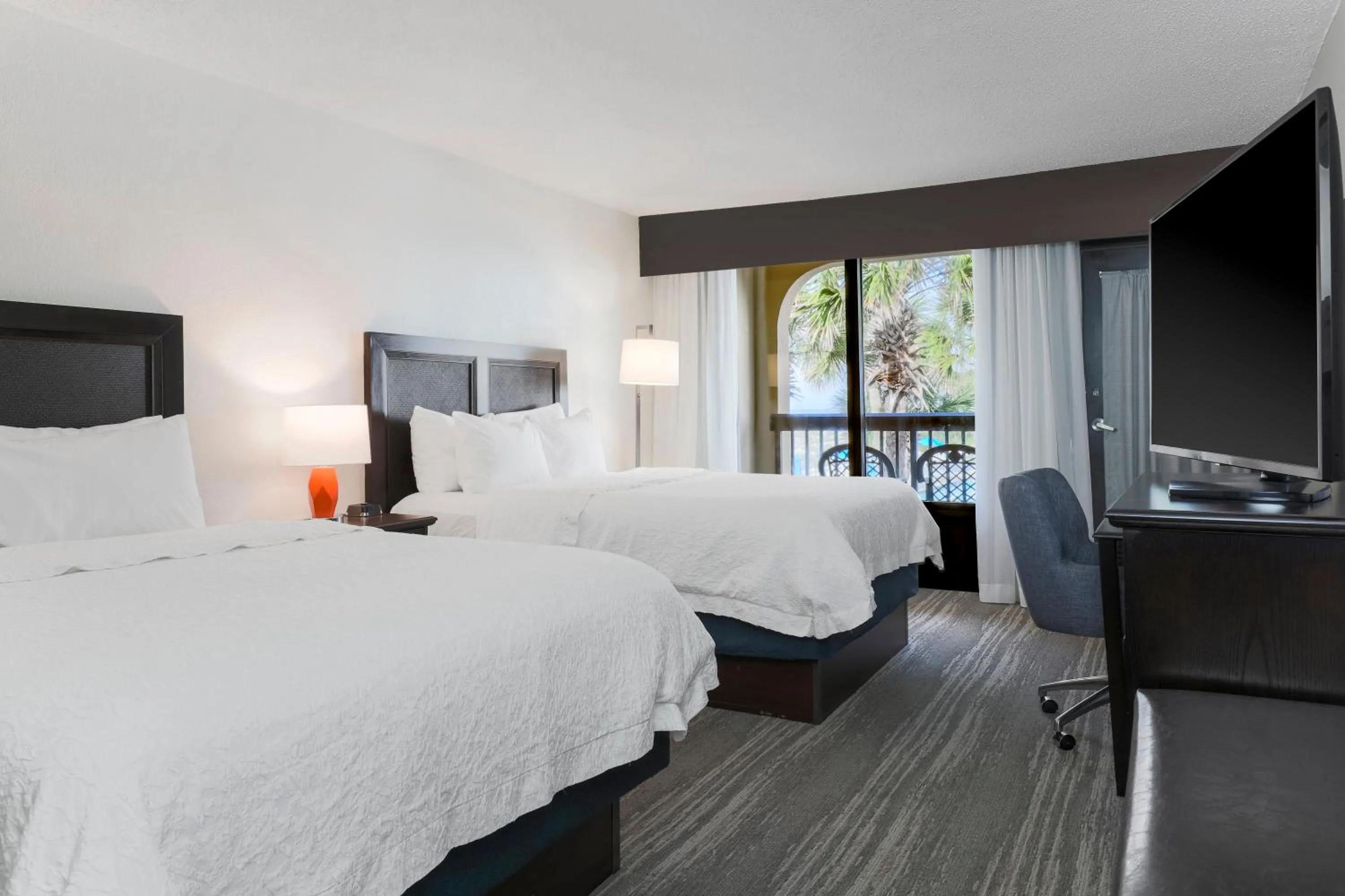 Queen Room with Two Queen Beds - Pool View/Private Patio in Hampton Inn Fort Walton Beach
