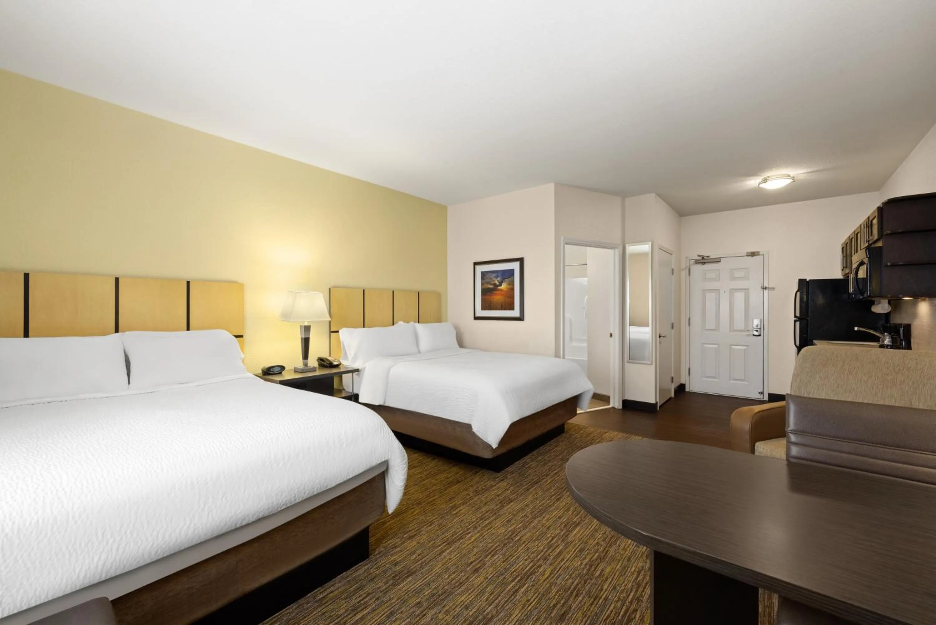 Queen Studio Suite with Two Queen Beds - Mobility Access Roll in Shower/Non-Smoking in Candlewood Suites Bismarck