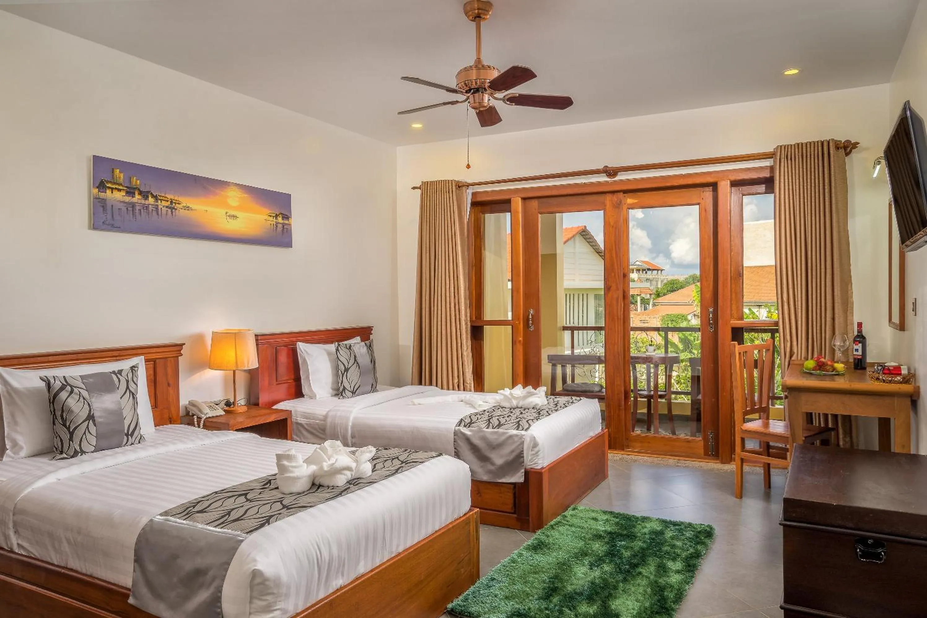 Deluxe Twin Room with Balcony and Pool View in Savada Angkor Boutique Hotel