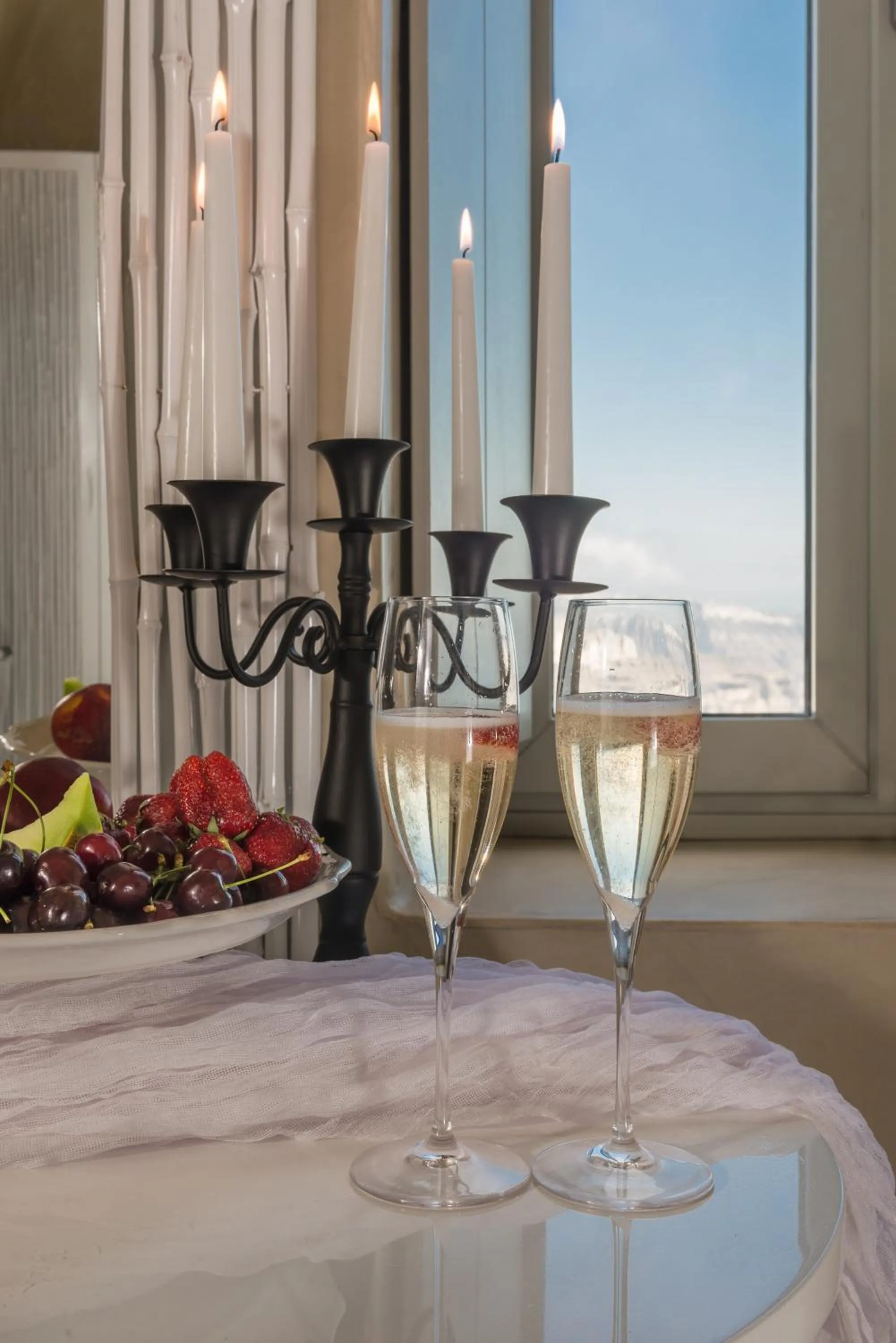 Honeymoon Suite with indoor heated Hot Tub with Caldera View  in Mythical Blue Luxury Suites