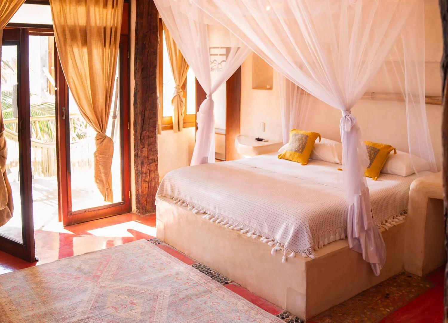 Superior Room with Ocean View king size bed  in La Posada del Sol Boutique Hotel Tulum