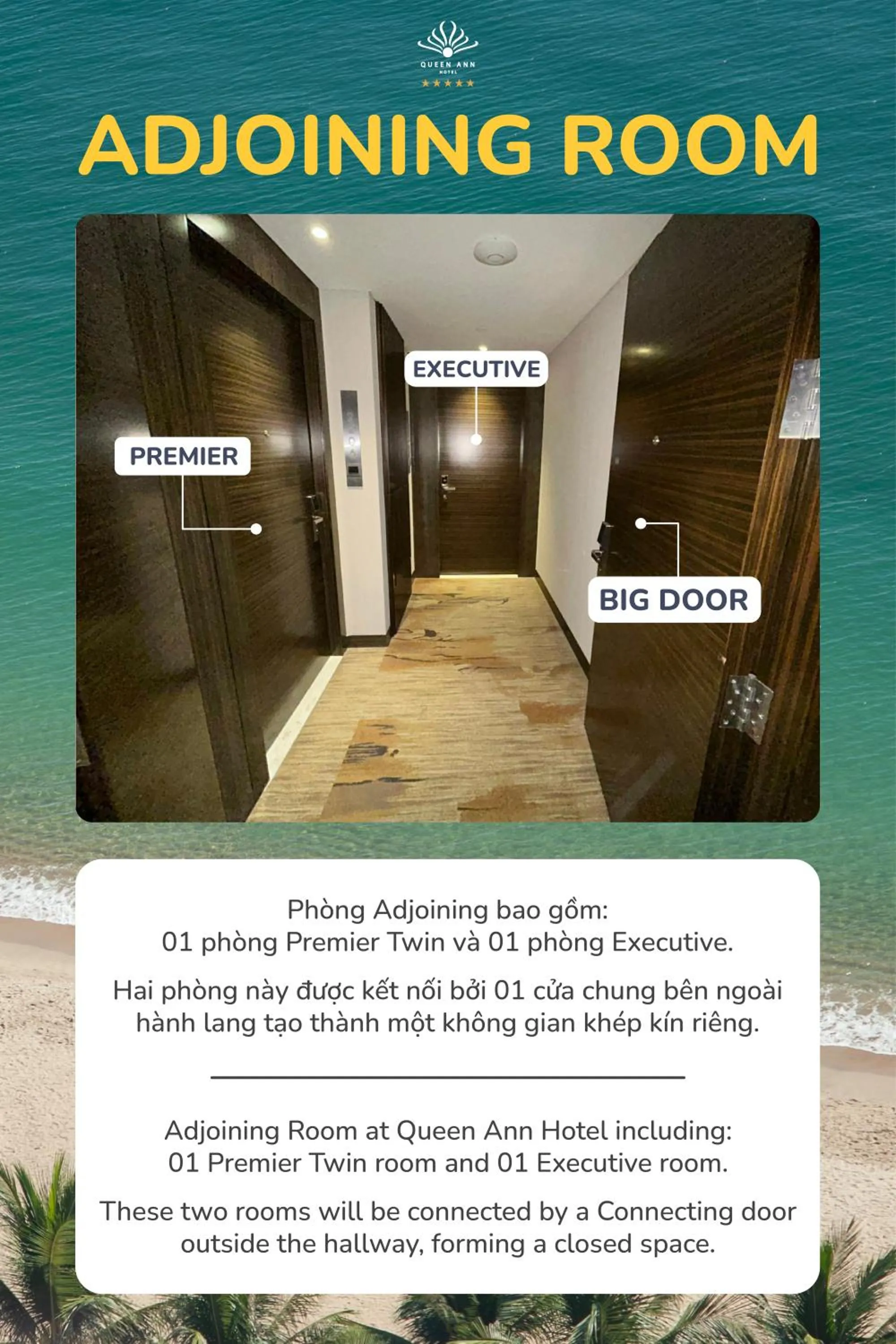 Adjoining Room - Including 01 Premier Twin room & 01 Executive Room in Queen Ann Nha Trang Hotel