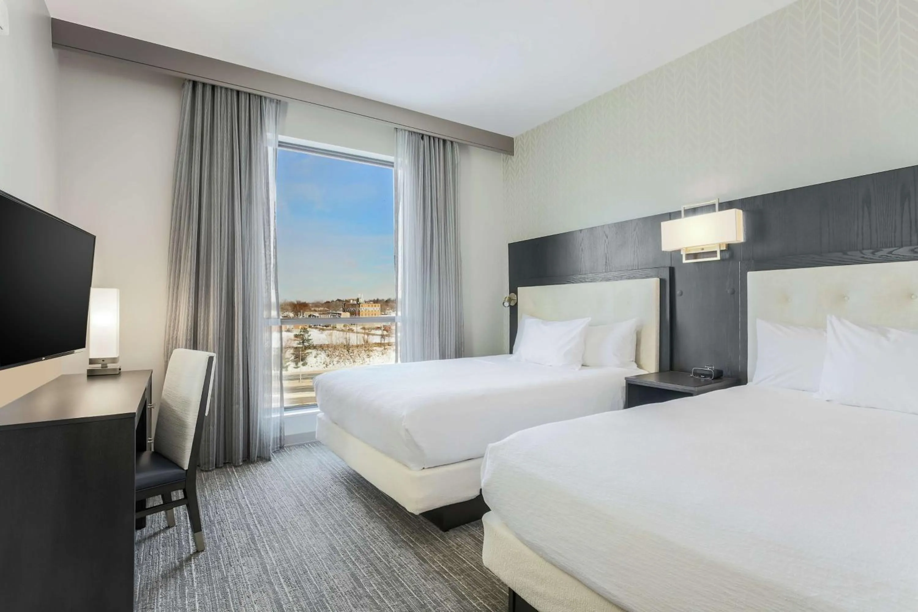 Queen Corner Suite with Two Queen Beds in Embassy Suites By Hilton Syracuse Destiny USA