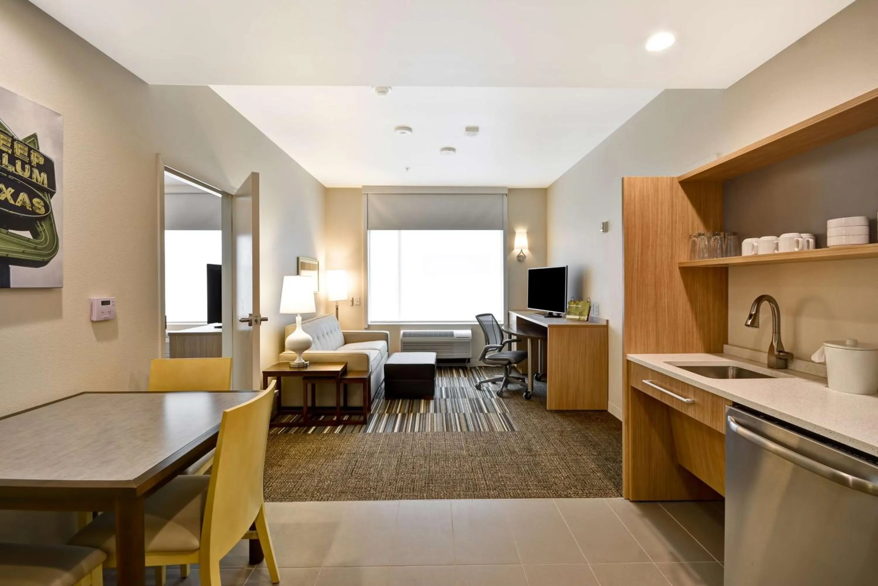 Queen Suite - Mobility/Hearing Accessible with Roll-In Shower in Home2 Suites by Hilton Dallas Downtown at Baylor Scott & White