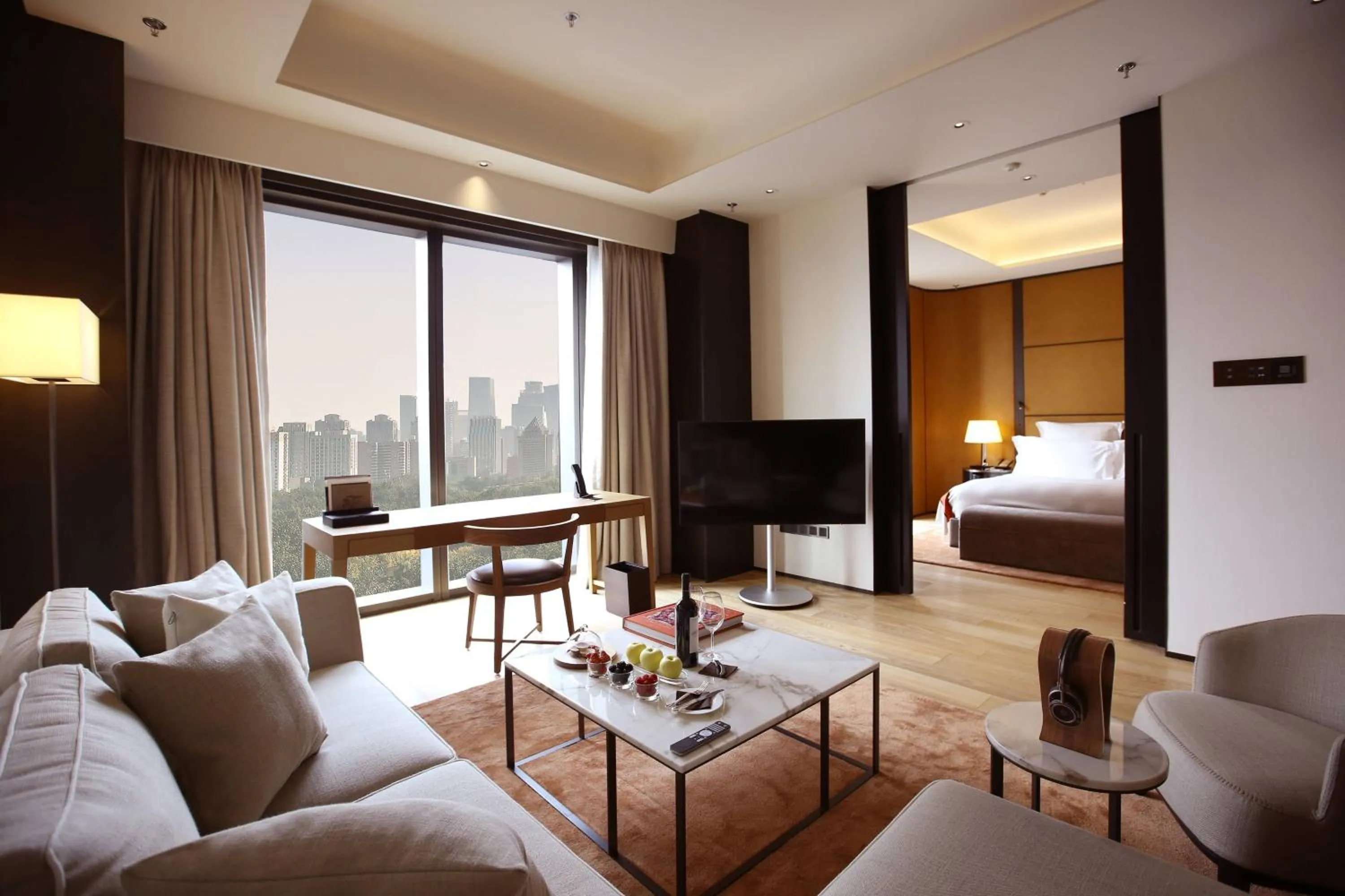 One-Bedroom Superior Suite with City View (Free Mini-bar soft drinks & beers + 1 free extra bed with 1 breakfast + 1.9 mi pick-up or drop-off service + Berluti shoe shinning & pressing service) in Bvlgari Hotel Beijing