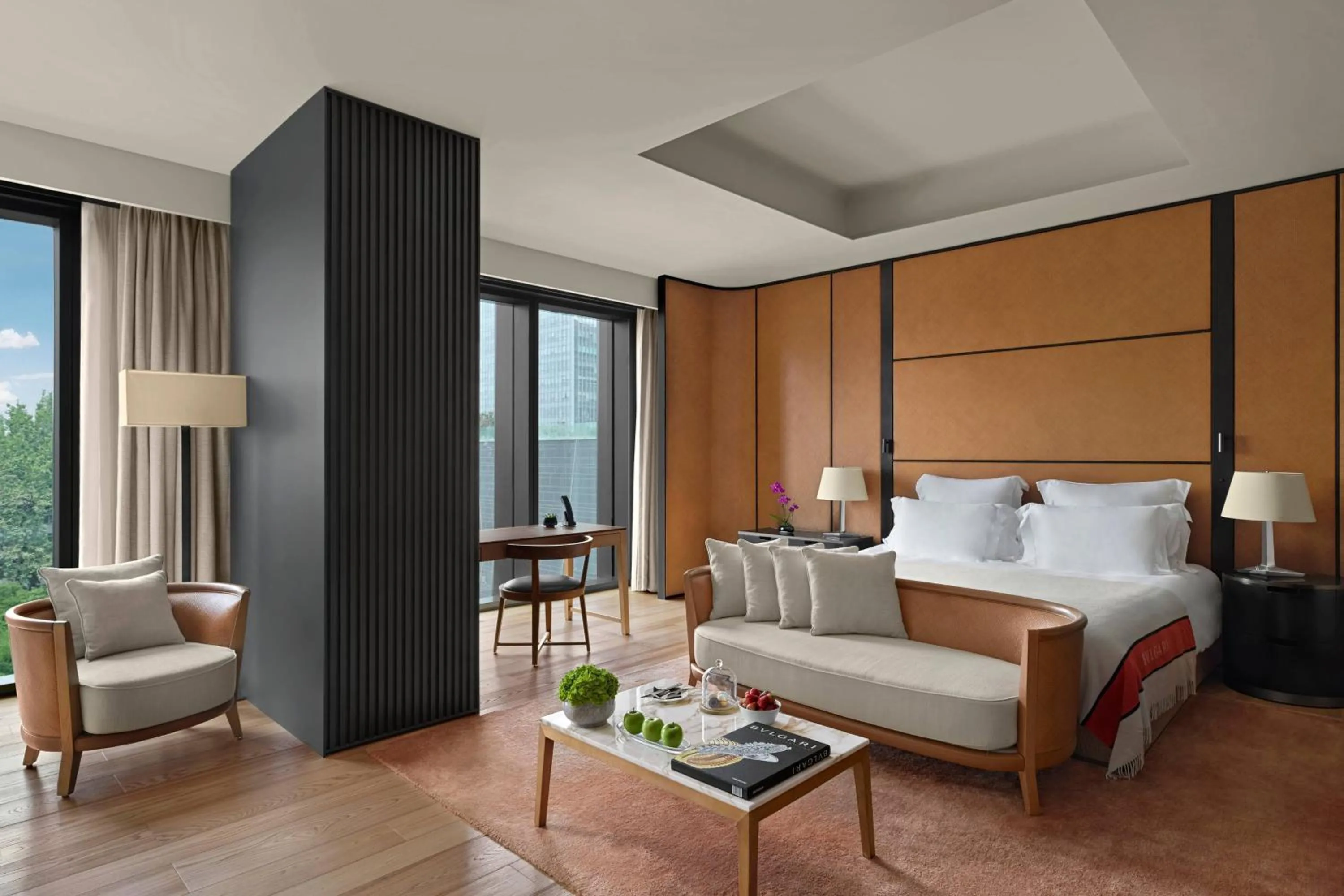  Superior Room with One King Bed and City View (Free Mini-bar soft drinks & beers + 1.9 mi pick-up or drop-off service + Berluti shoe shinning & pressing service) in Bvlgari Hotel Beijing