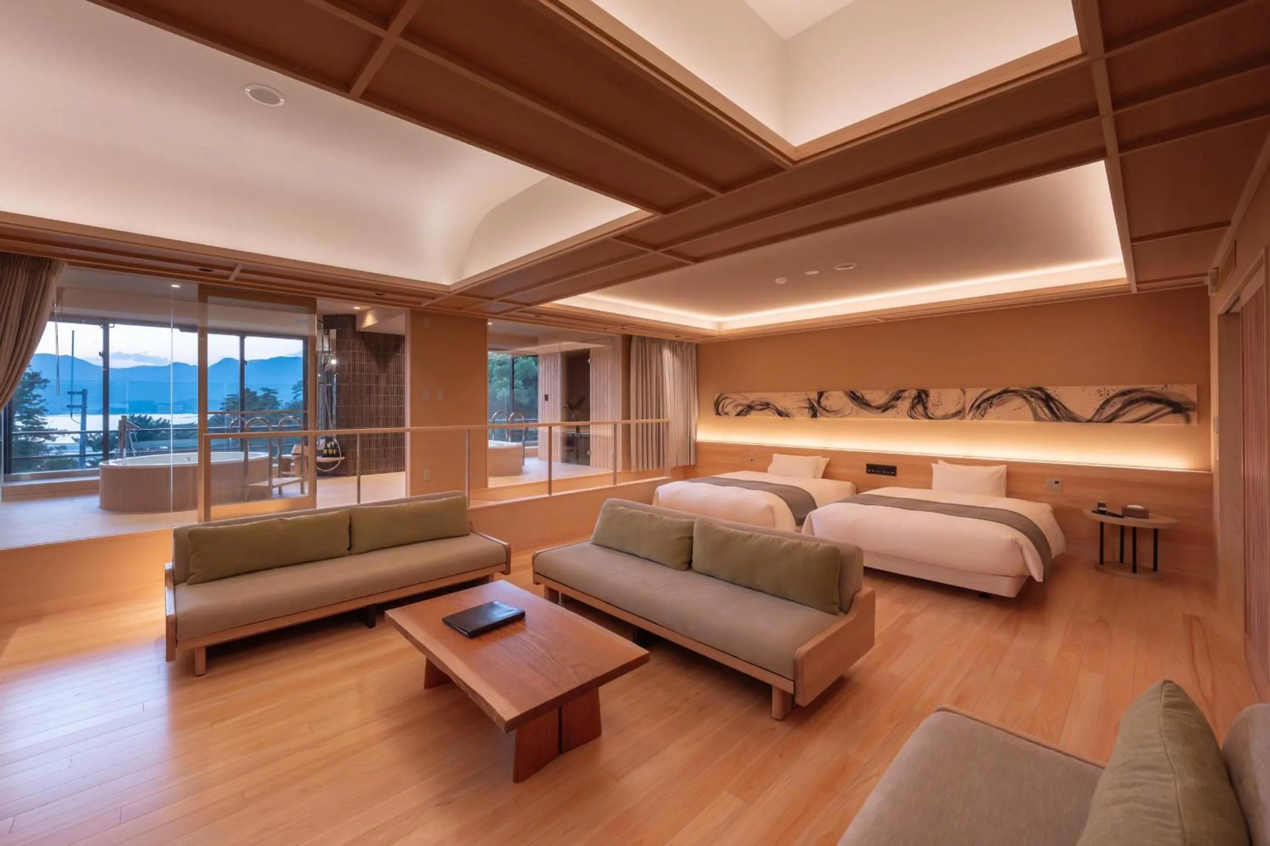 Deluxe Twin Room with Sea View in Miyajima Grand Hotel Arimoto