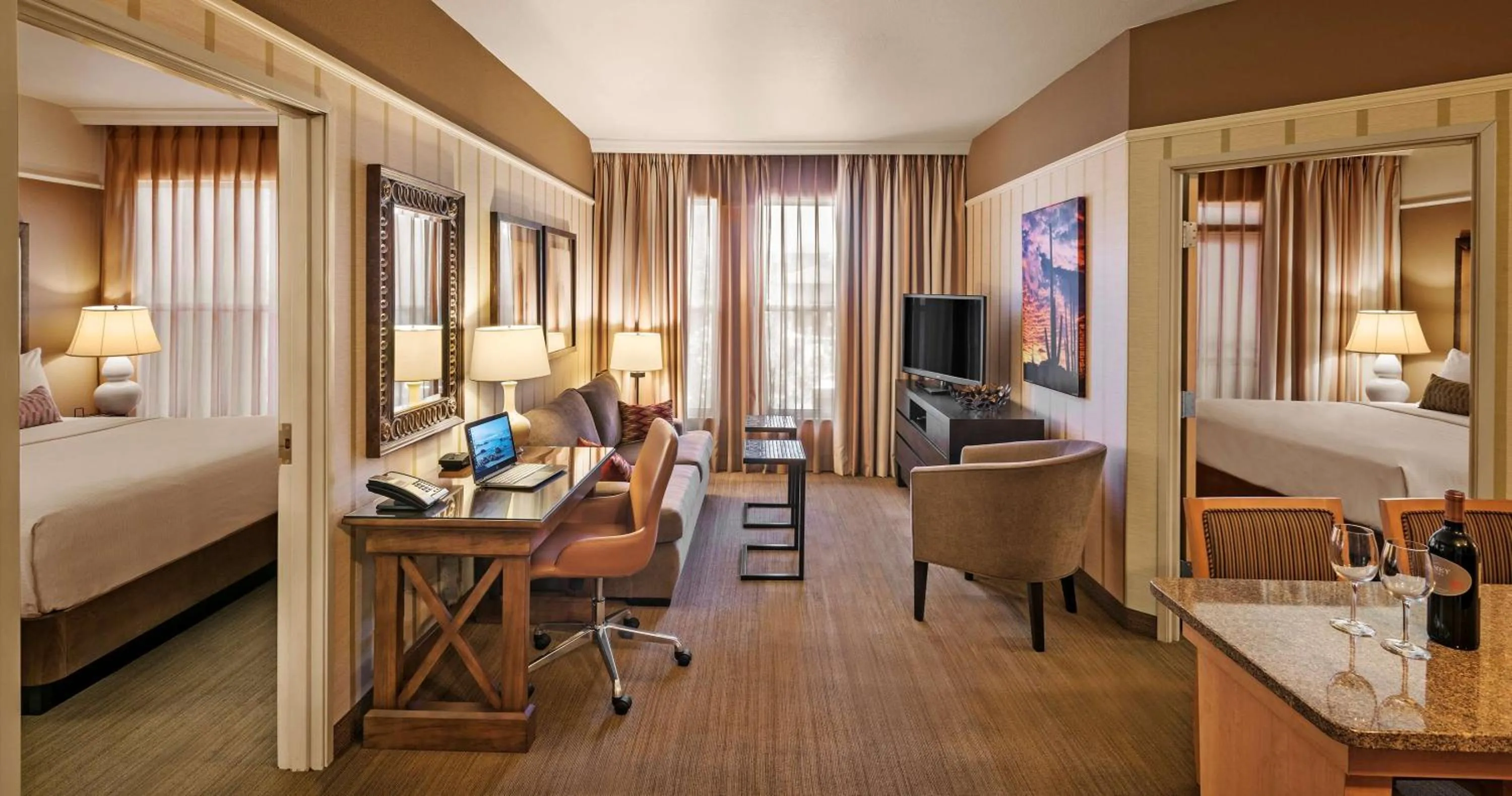 Two-Bedroom Suite with King and Two Queens and Roll-In Shower - Mobility/Hearing Accessible in Sonesta Suites Scottsdale Gainey Ranch