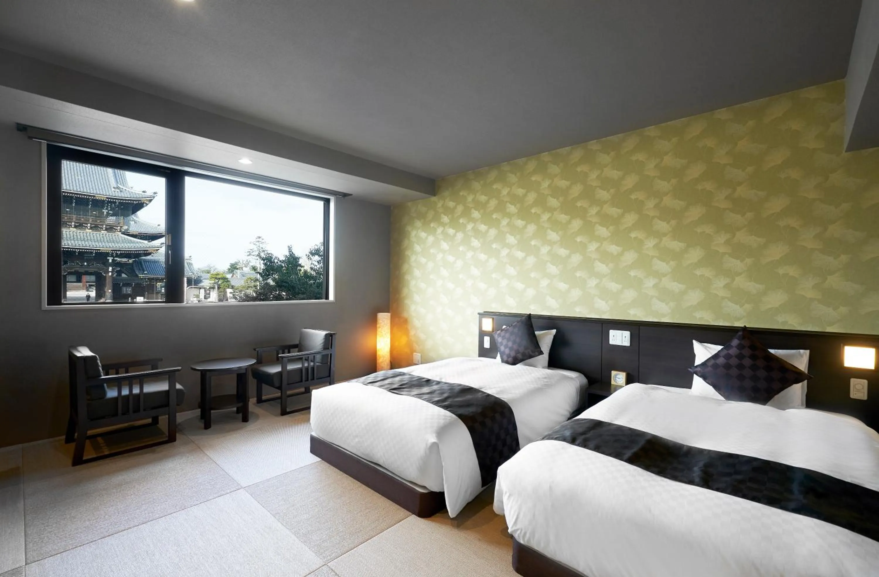 Deluxe Quadruple Room with Tatami Floor and Temple View in Hotel Kuu Kyoto