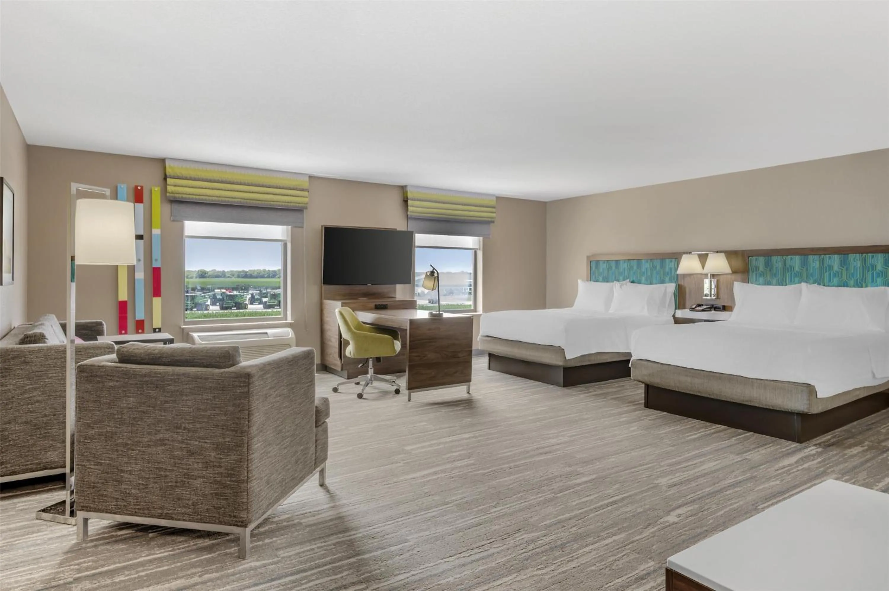 Queen Studio Suite with Two Queen Beds and Sofa Bed - Non-Smoking in Hampton Inn & Suites Crawfordsville