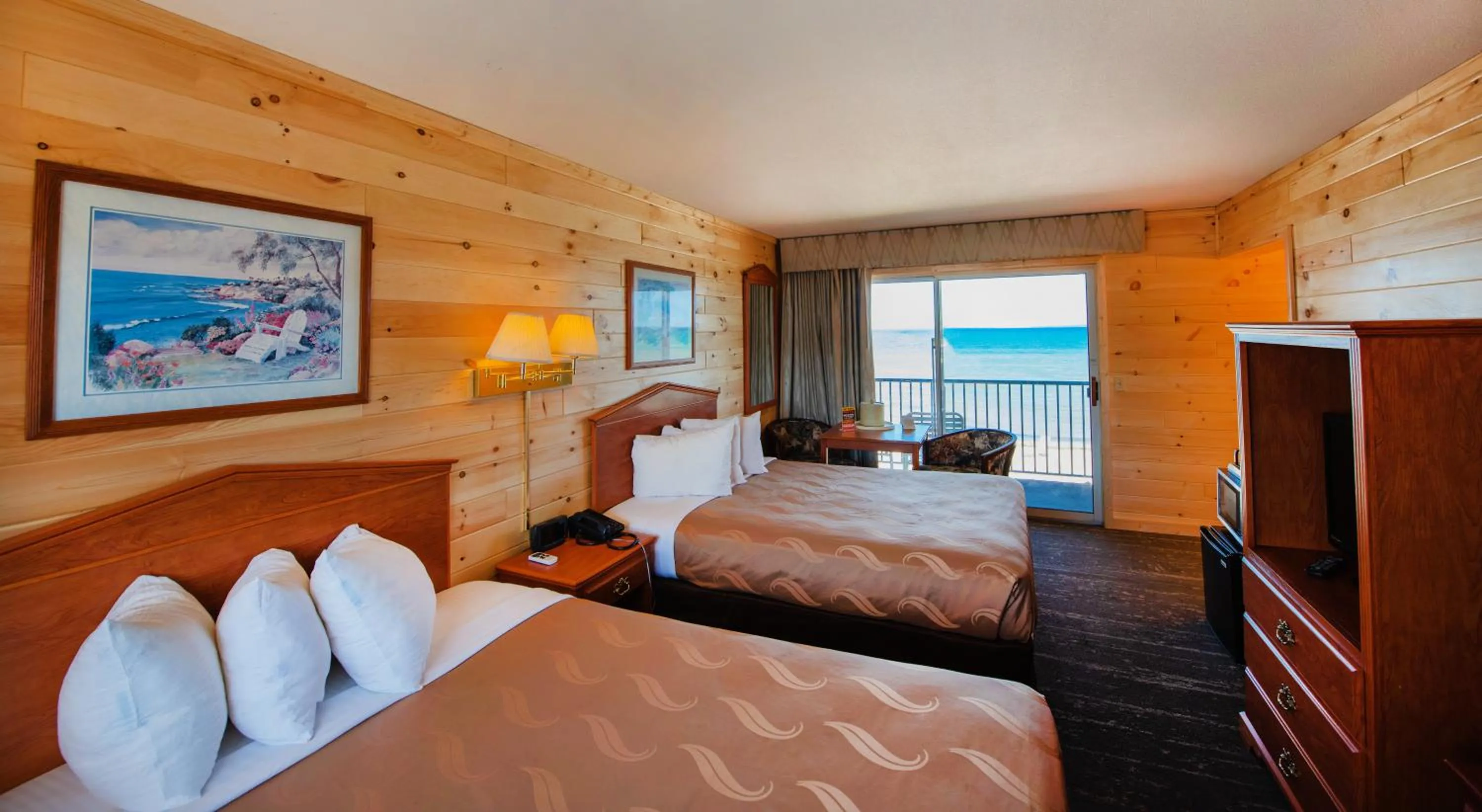 Double Room with Two Double Beds with Balcony/Lake View-Non Smoking in Quality Inn & Suites Mackinaw City Beachfront
