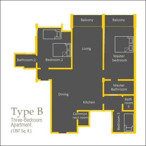 Three-Bedroom Apartment in Jinhold Apartment Hotel