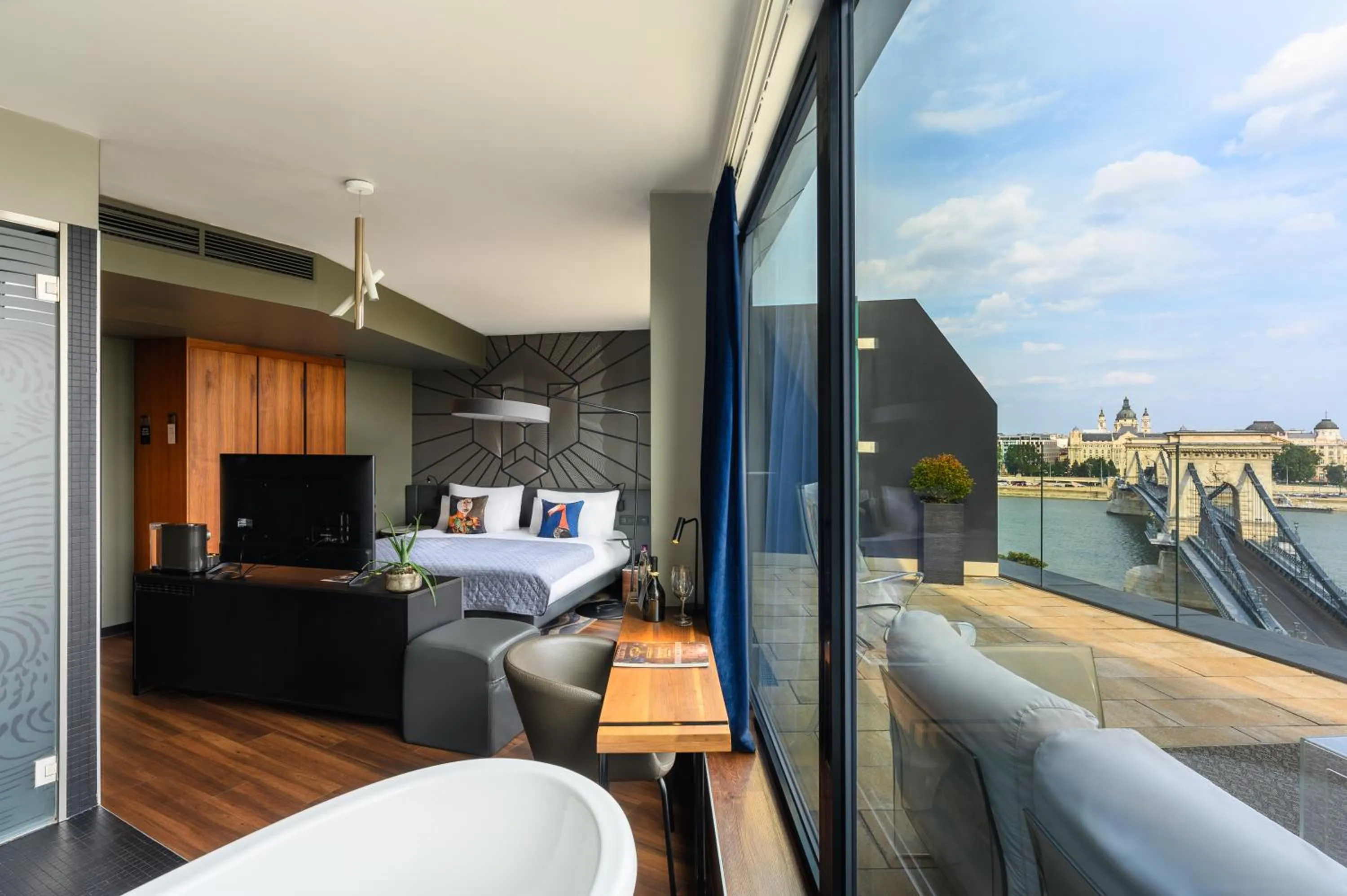 Top Floor Deluxe Room with Balcony and Danube View in Hotel Clark Budapest - Adults Only