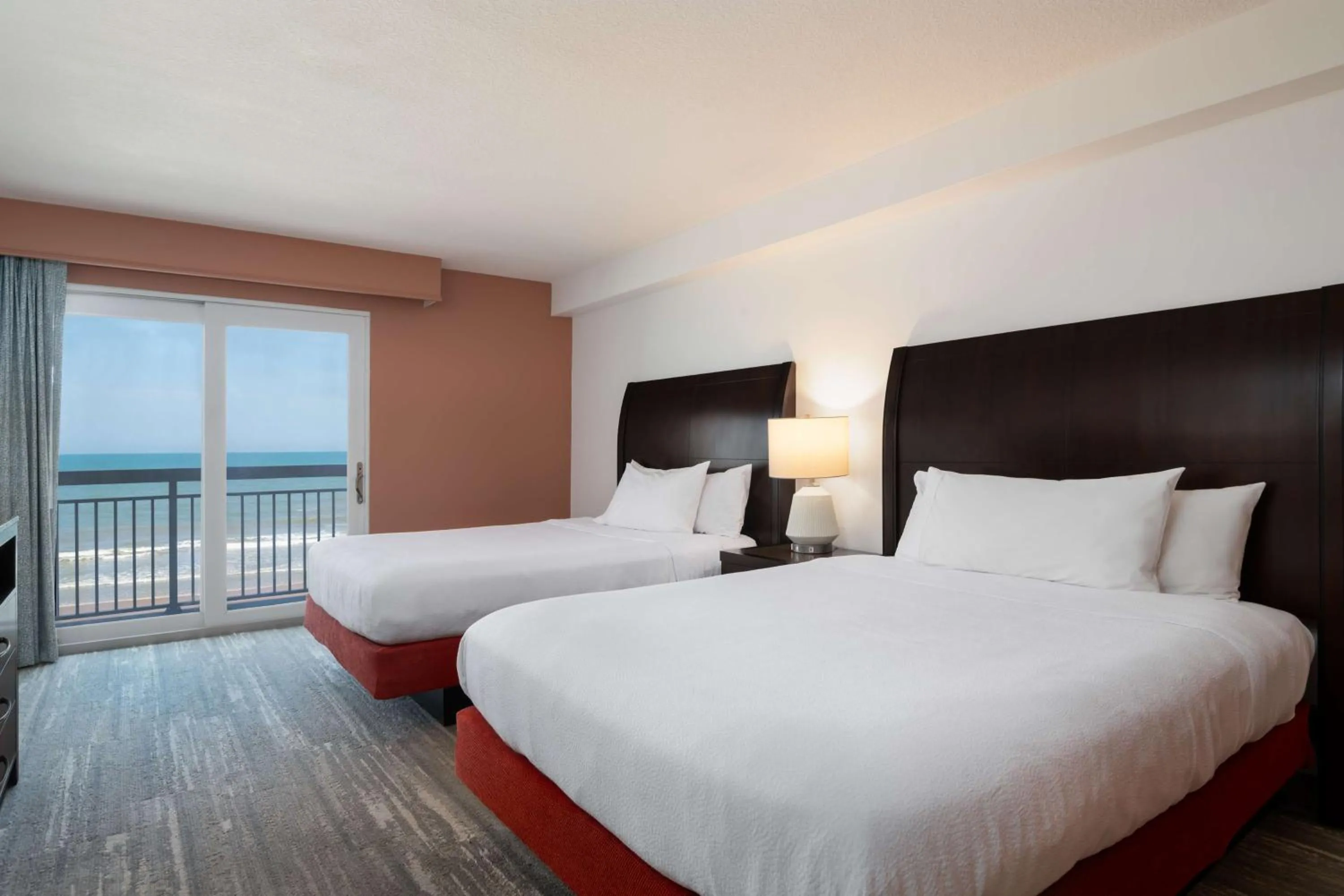Queen Room with Two Queen Beds and Balcony with Ocean Front View in Hilton Garden Inn Daytona Beach Oceanfront