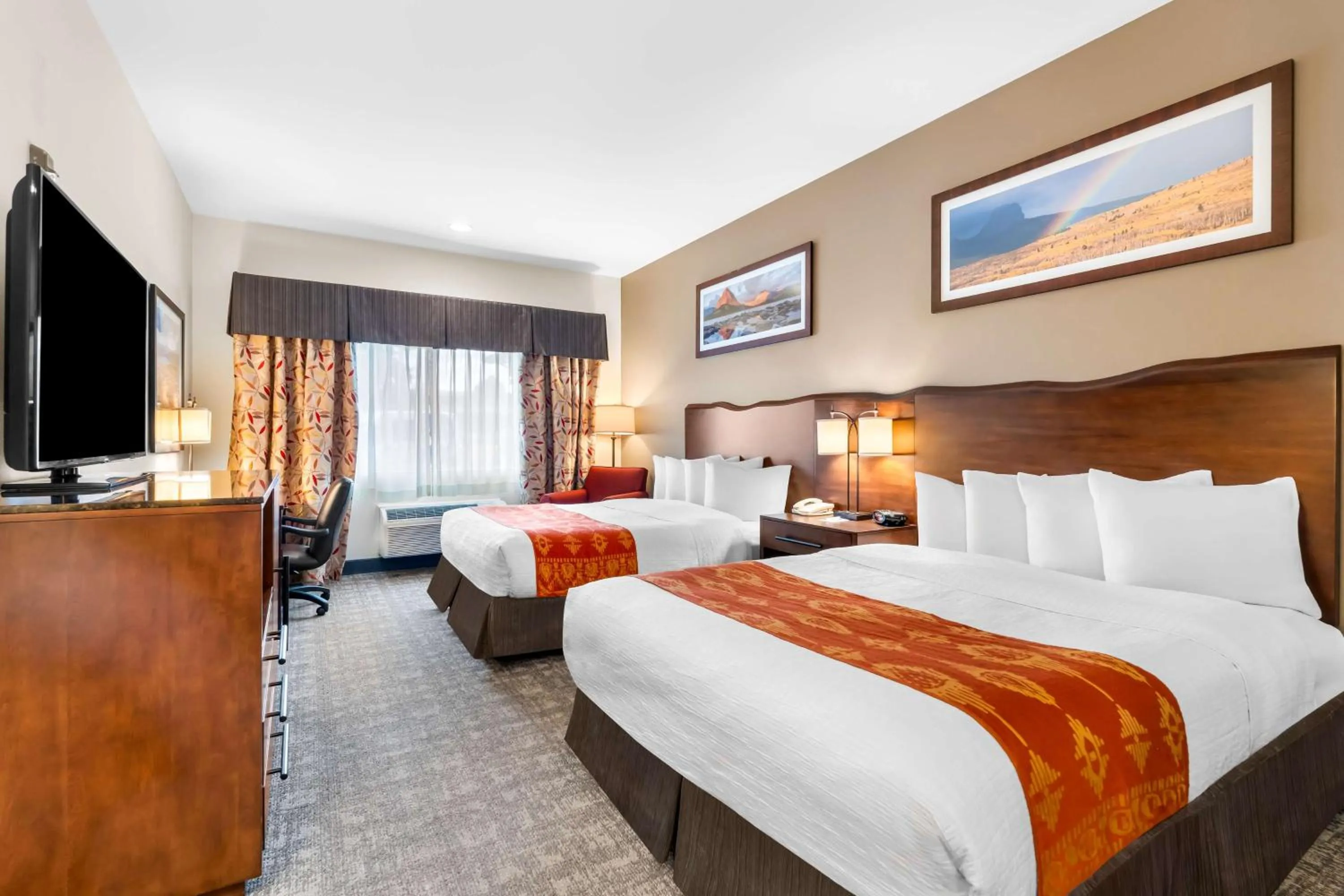 Queen Room with Two Queen Beds and Roll-In Shower - Mobility/Hearing Access in Best Western Rocky Mountain Lodge