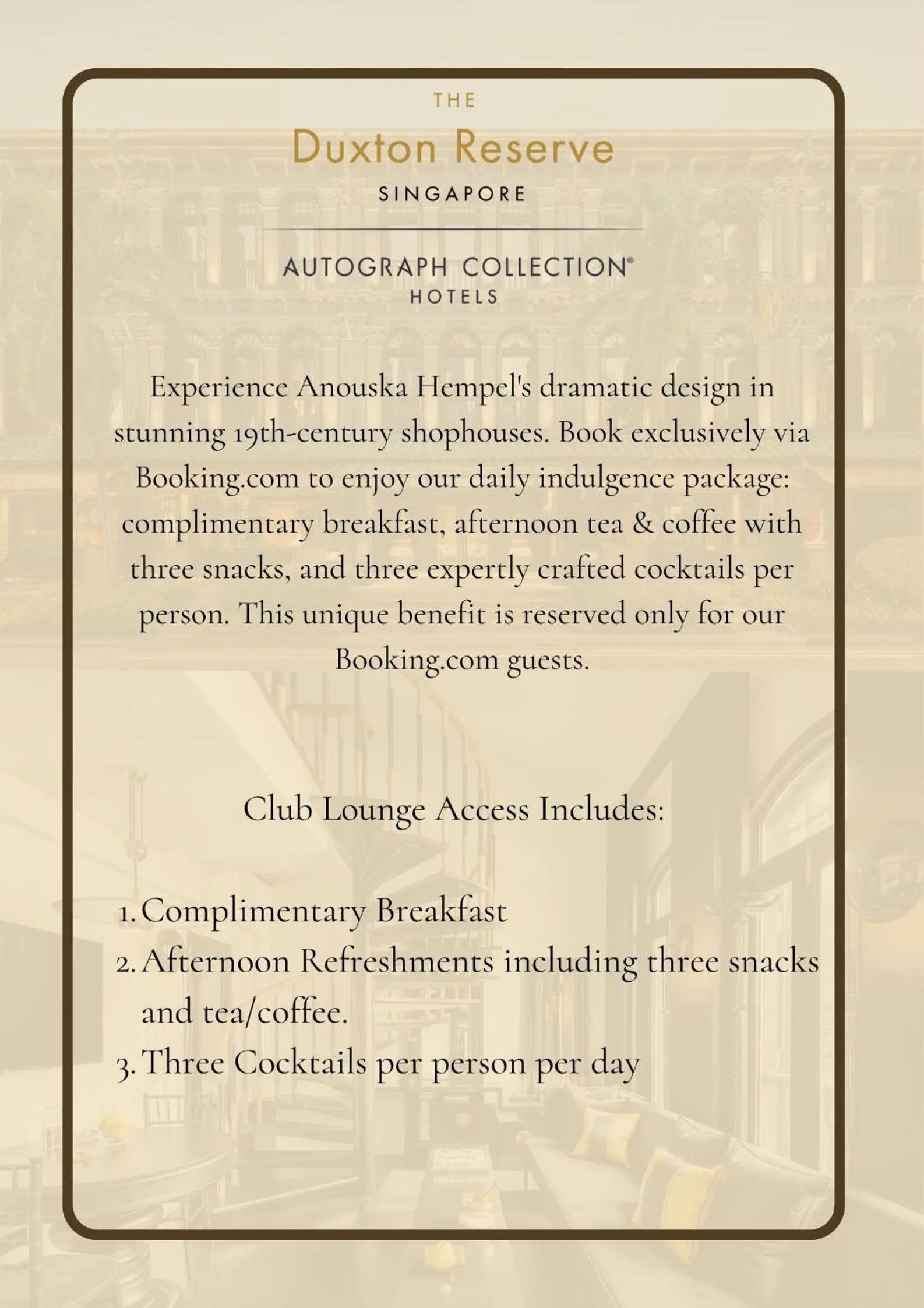 Opium Club Suite, Roundtrip Airport Transfers, Club Lounge Access, Evening Cocktails, Appetizers, 1 King, City View in Duxton Reserve Singapore, Autograph Collection