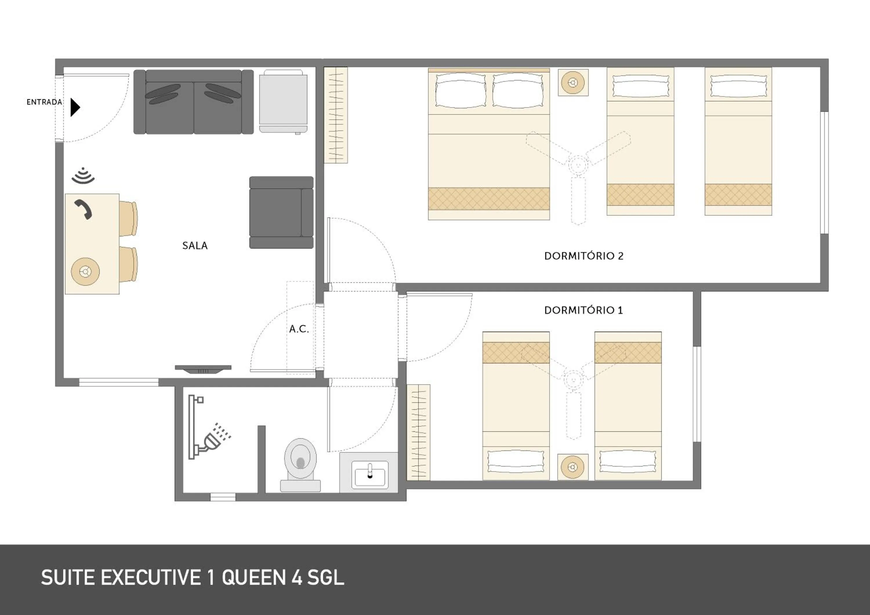 Suite Executive 1 Queen 4 Single in Hotel Rojas All Suite