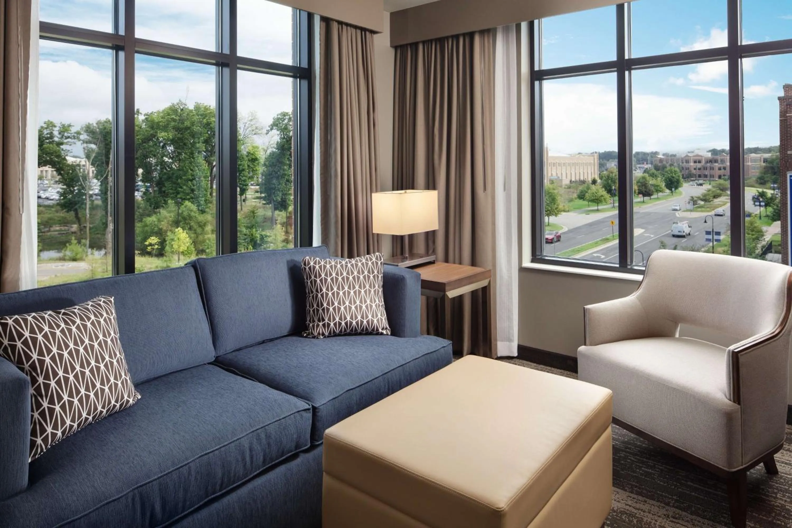 Two Room Corner Queen Suite with Two Queen Beds in Embassy Suites by Hilton South Bend