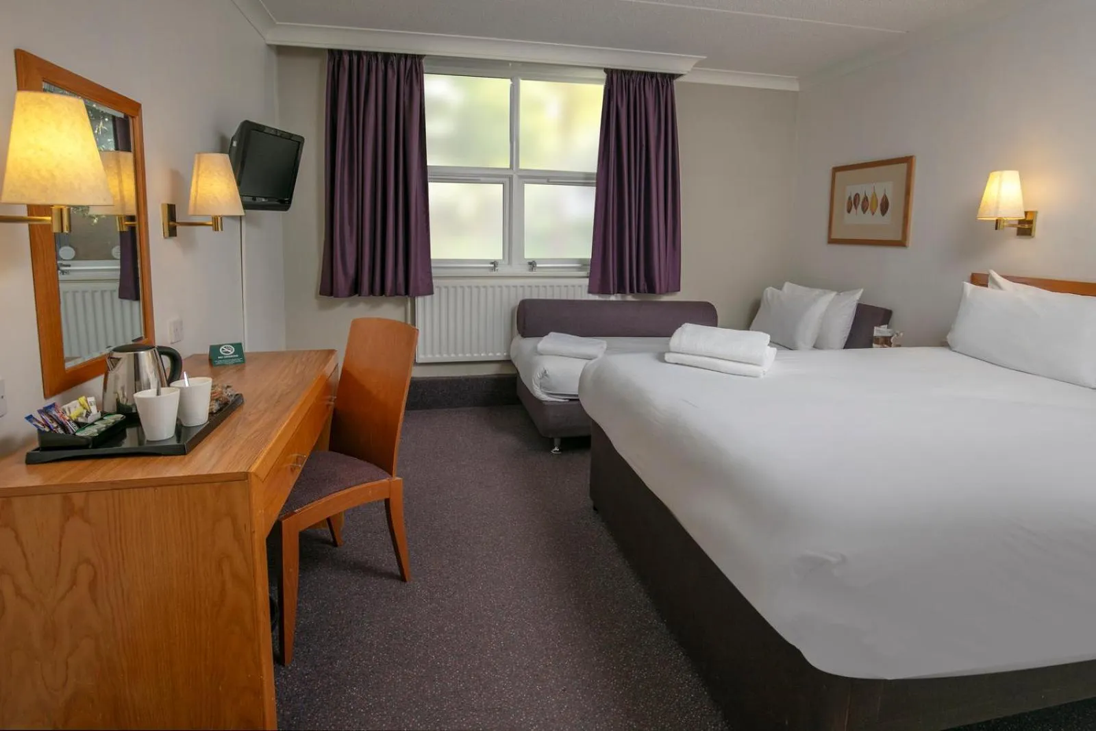 Classic Room with One Double Bed and Two Single Beds - Non-Smoking in Milestone Peterborough Hotel A1M, Sure Hotel Collection by Best Western