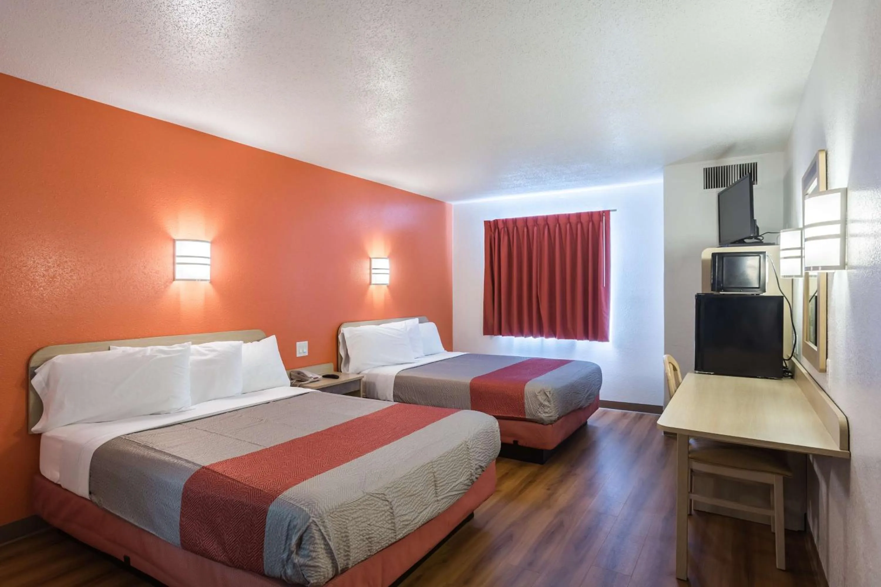 Queen Room with Two Queen Beds - single occupancy - Disability Access - Roll In Shower in Motel 6 Dale, Indiana Near Holiday World and Splashing safari#Central Time #I64 Highway