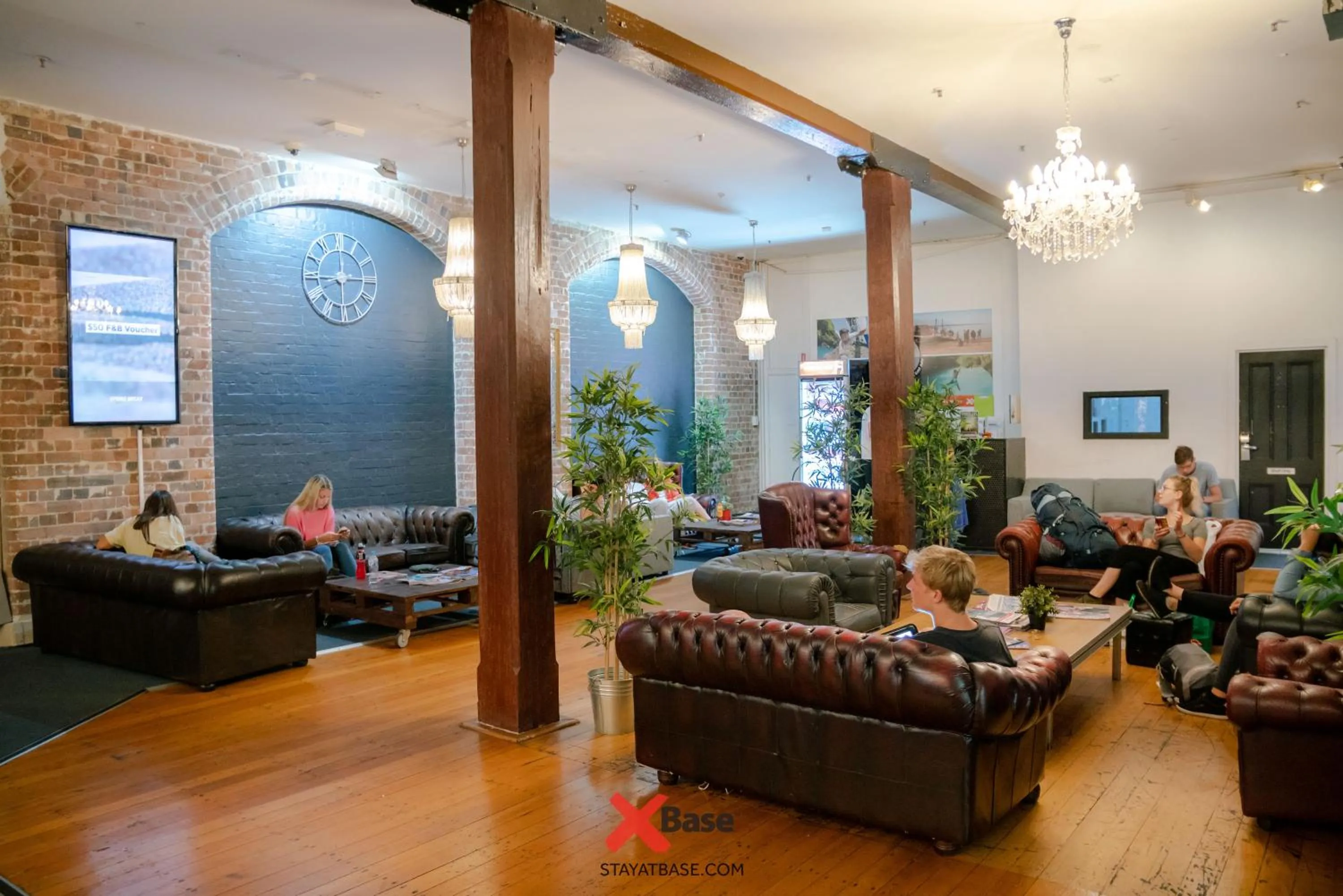 Living room in Base Sydney Hostel