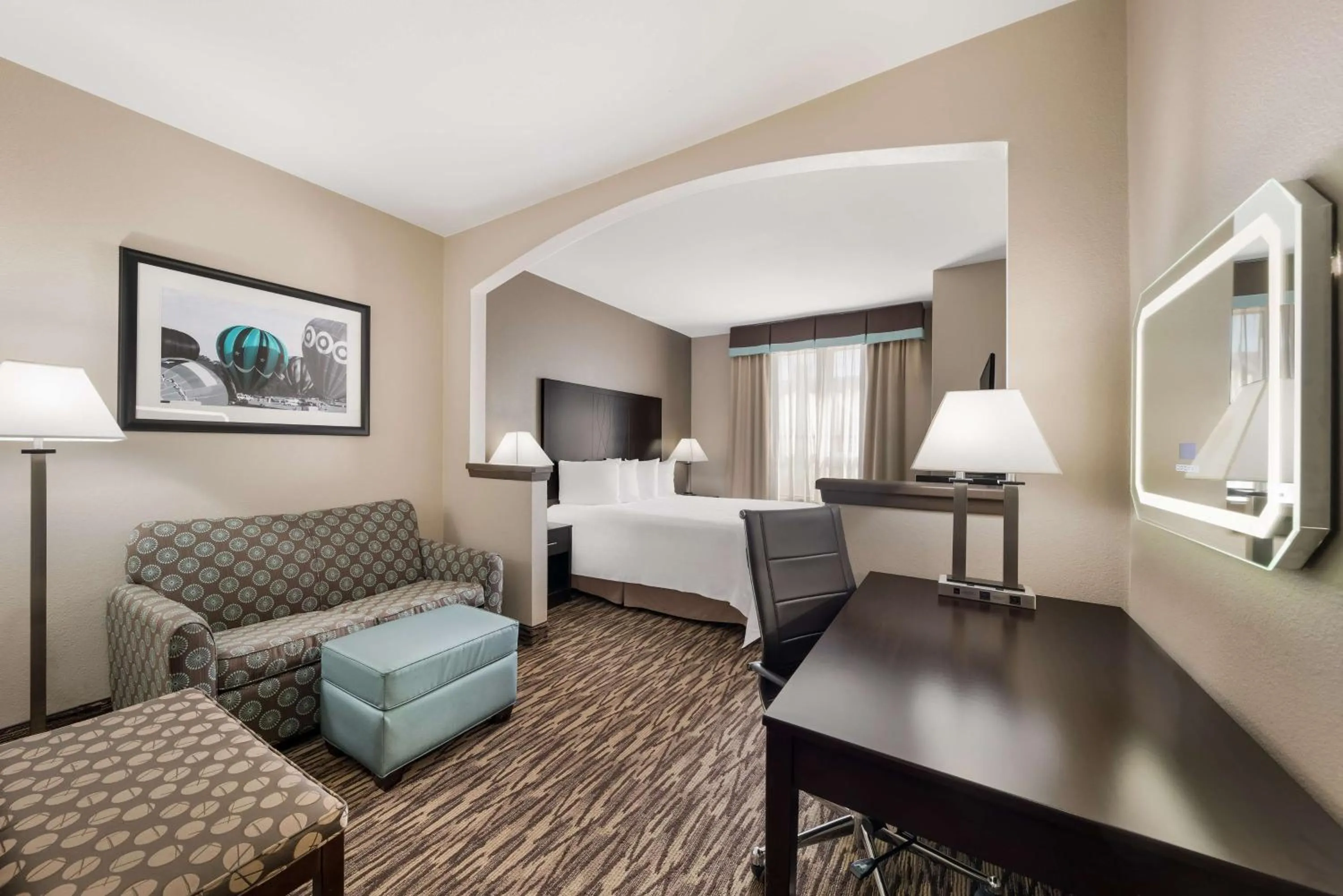 King Room with Roll-In Shower - Disability Access in SureStay Plus Hotel by Best Western Plano