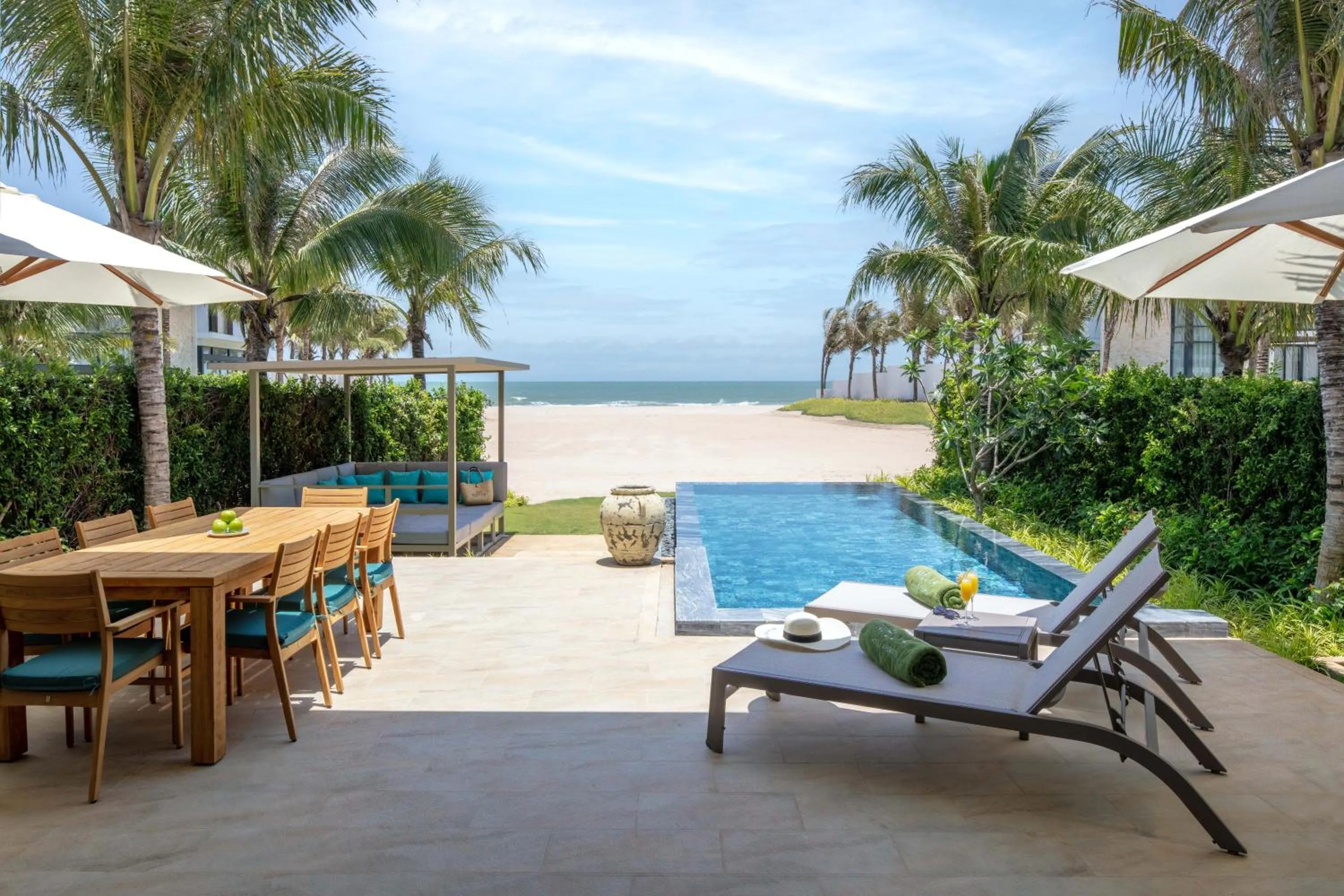 The Level 3-Bedroom Oceandront Pool Villa with Lounge benefits in Melia Ho Tram Beach Resort