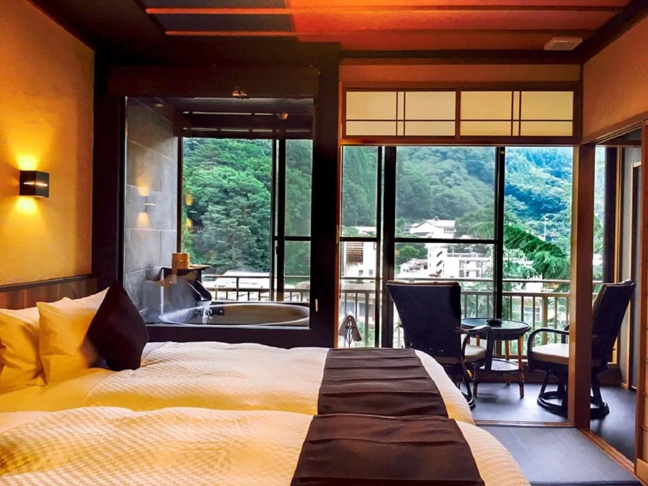 Modern Japanese-Style Twin Room with Semi Open-Air Bath - Smoking in LiVEMAX RESORT Kawaji