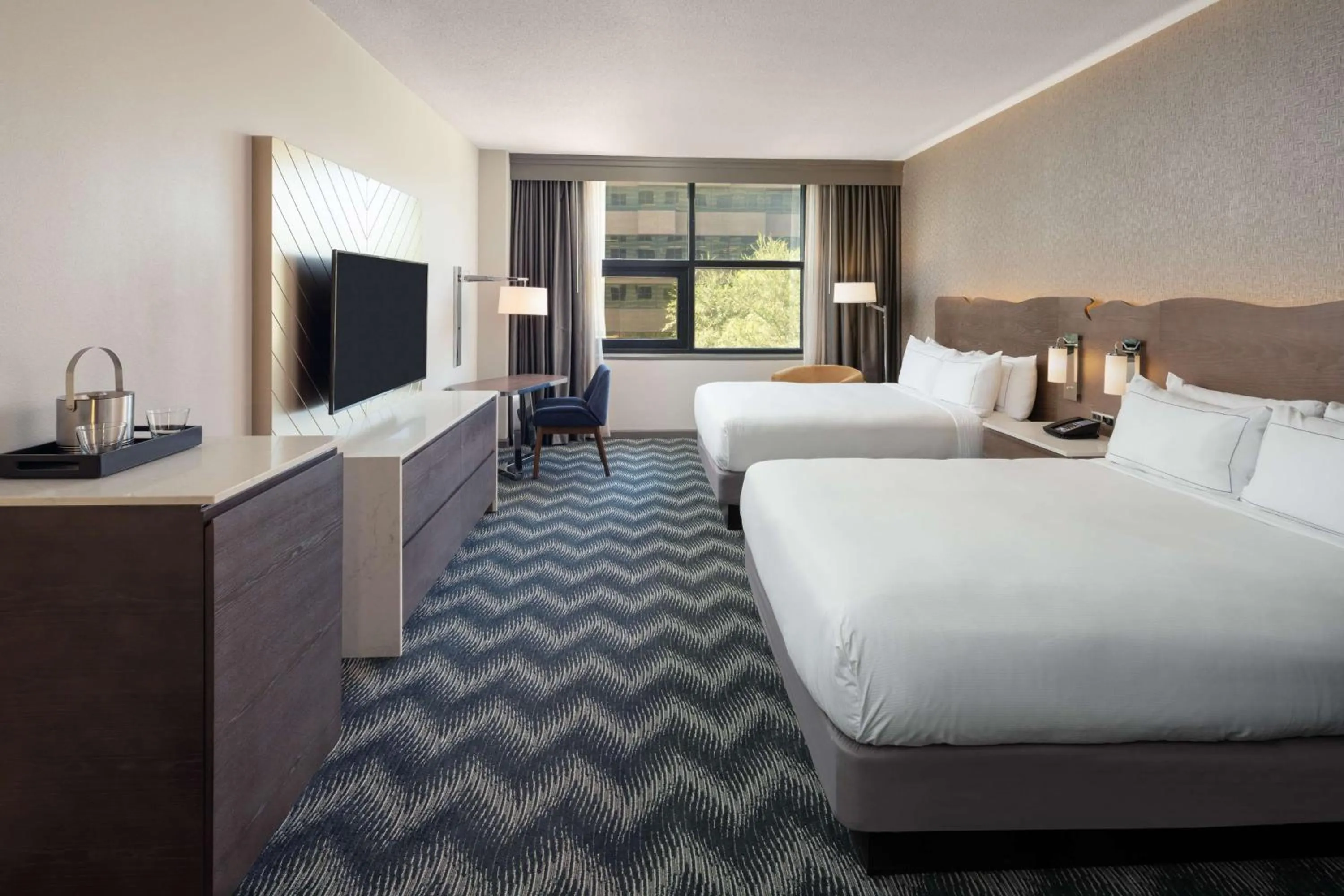 Queen Room with Two Queen Beds and Bath Tub - Mobility Accessible in Hilton Houston North