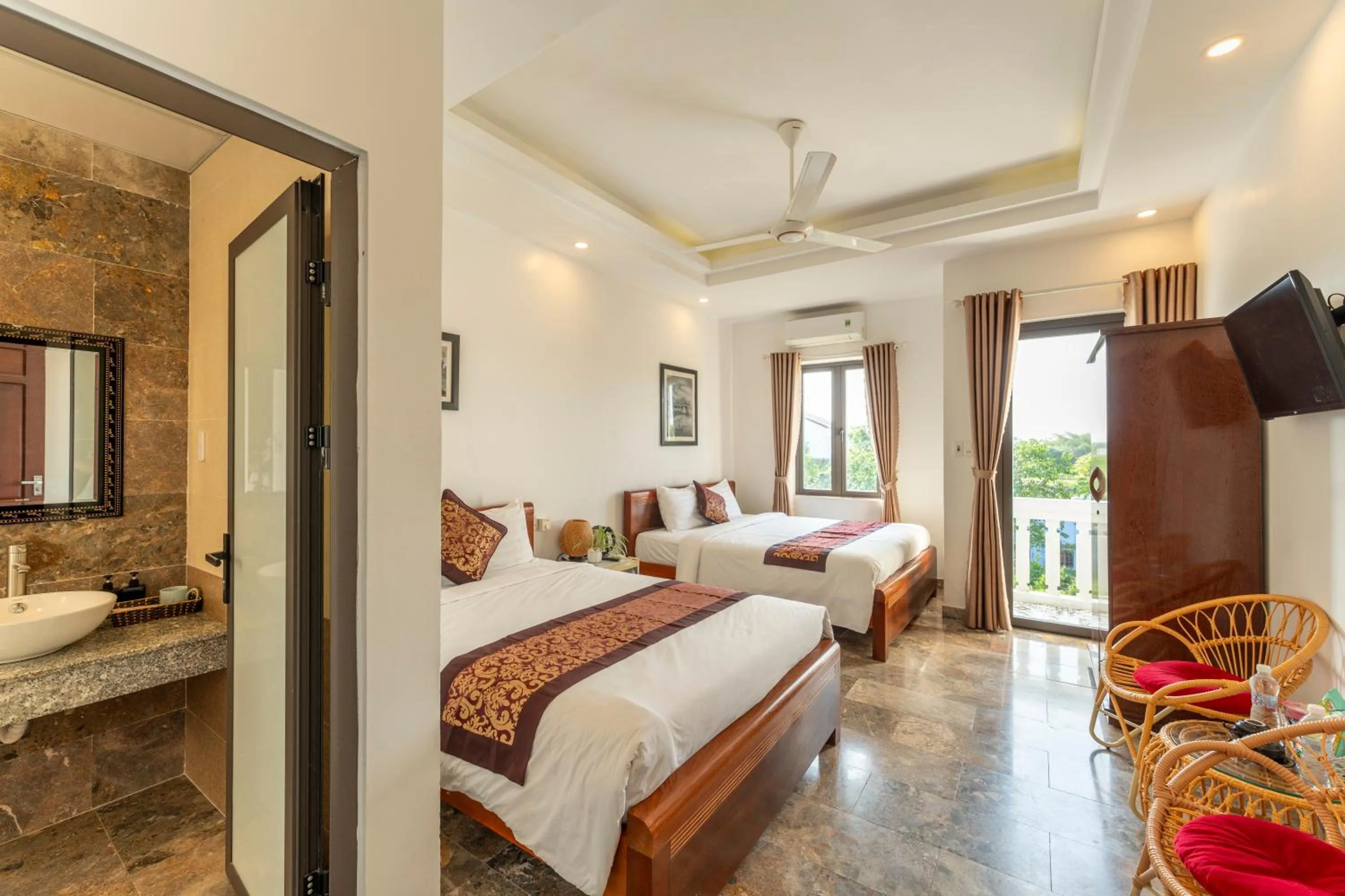 Family Room with Balcony in Rice River Villa - Hoi An