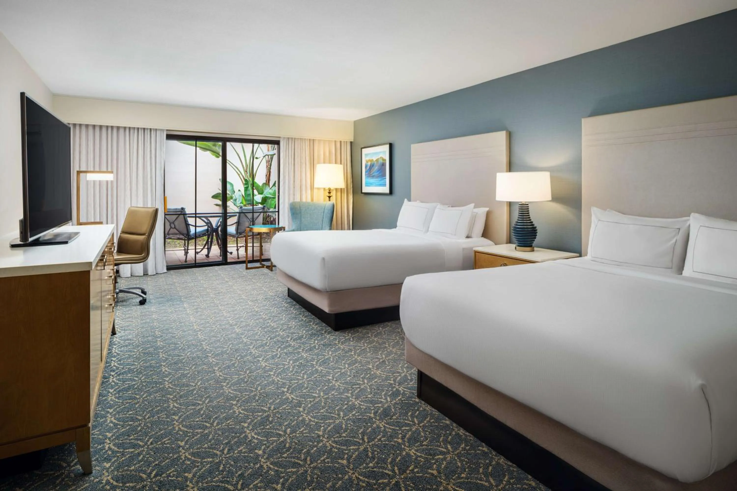 Queen Room with Two Queen Beds and Garden View - Hearing Accessible in Hilton Santa Barbara Beachfront Resort