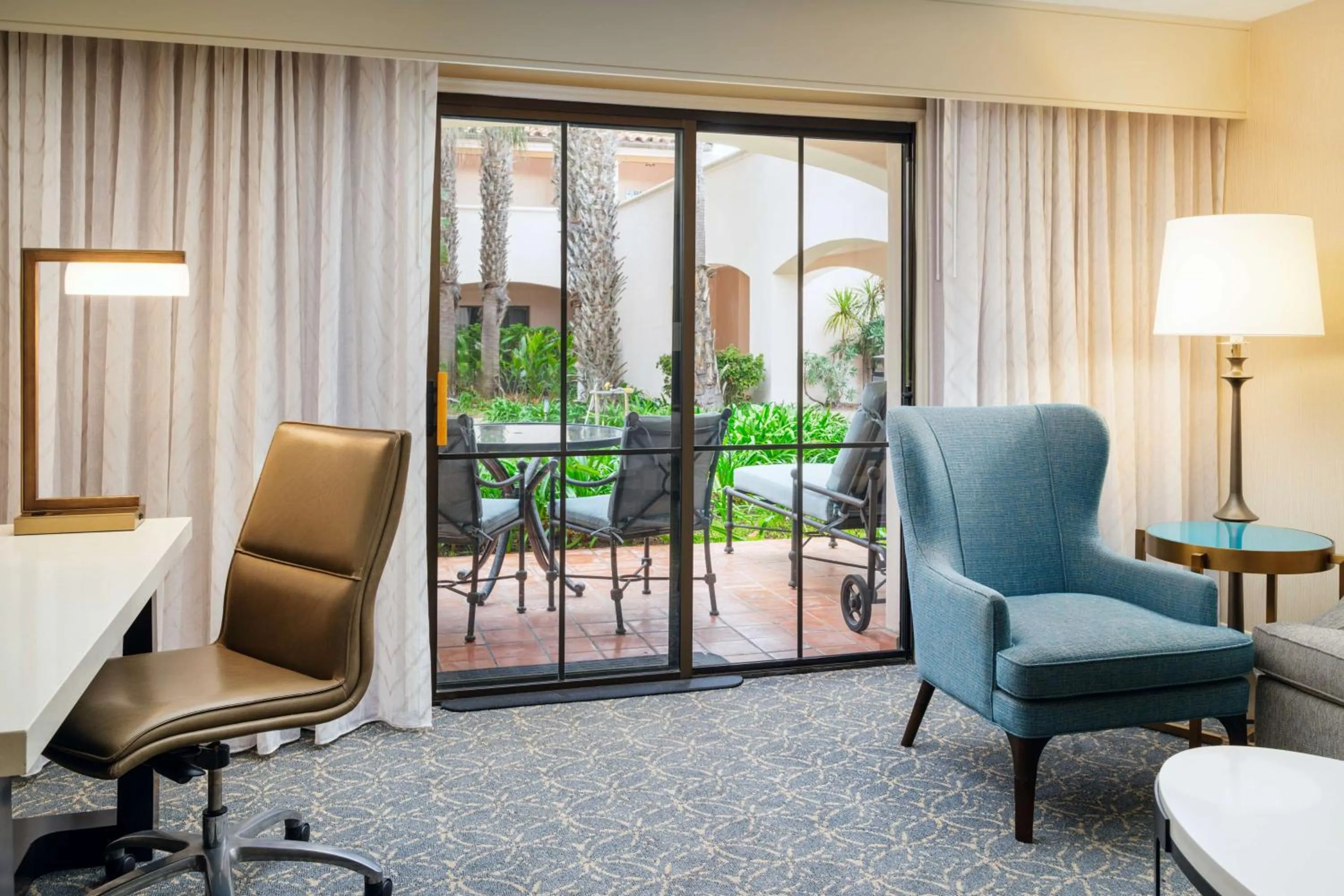 King Room with Resort View and Patio with Firepit in Hilton Santa Barbara Beachfront Resort