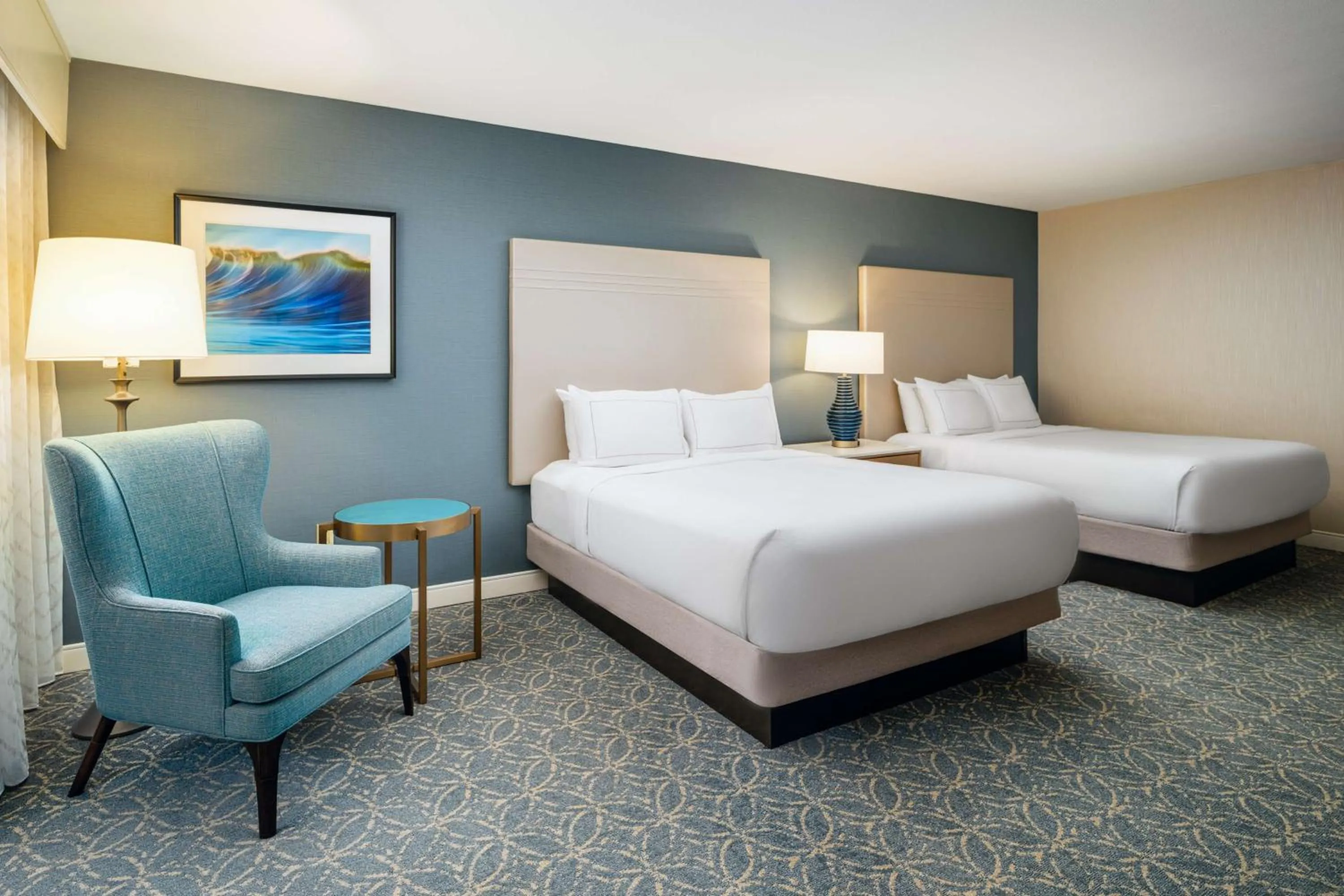 Queen Room with Two Queen Beds and Resort View - Patio with Firepit in Hilton Santa Barbara Beachfront Resort