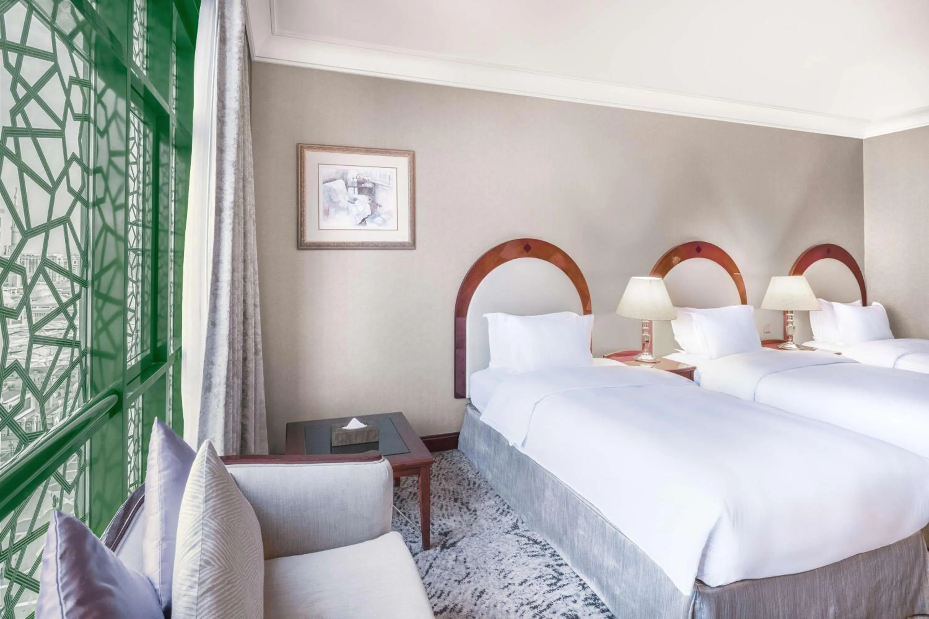 Deluxe Room Three Bed with Partial Haram View in Madinah Hilton Hotel