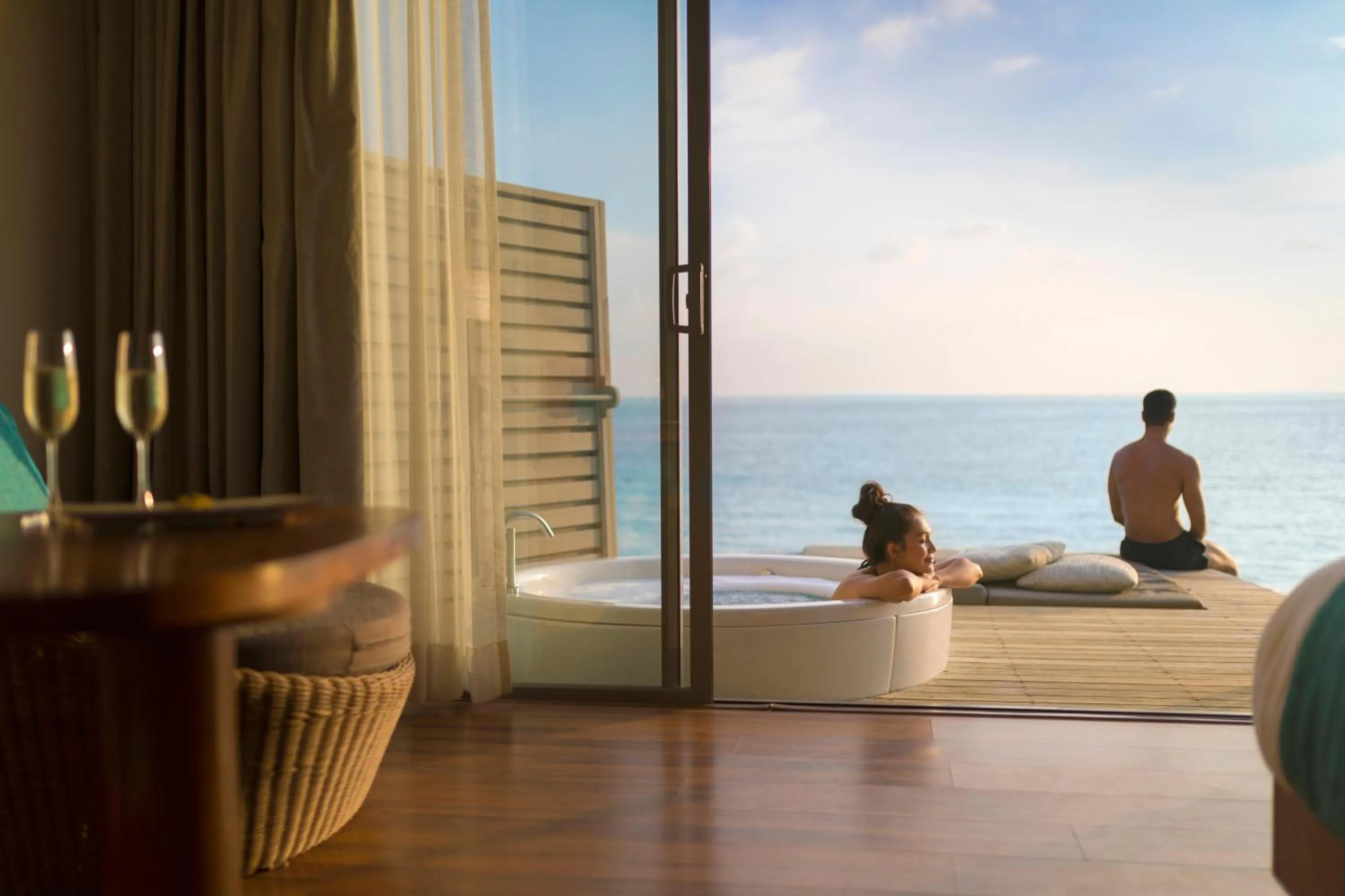 Sunset Overwater Villa with Swirl Pool Twin | 10% discount on F&B | Valid for stays until 20 December 2025 in Centara Ras Fushi Resort & Spa Maldives - 50 percent discount on transfers for min 4 nights stay and more, valid for reservations between 11th Feb till 22 Dec 2025