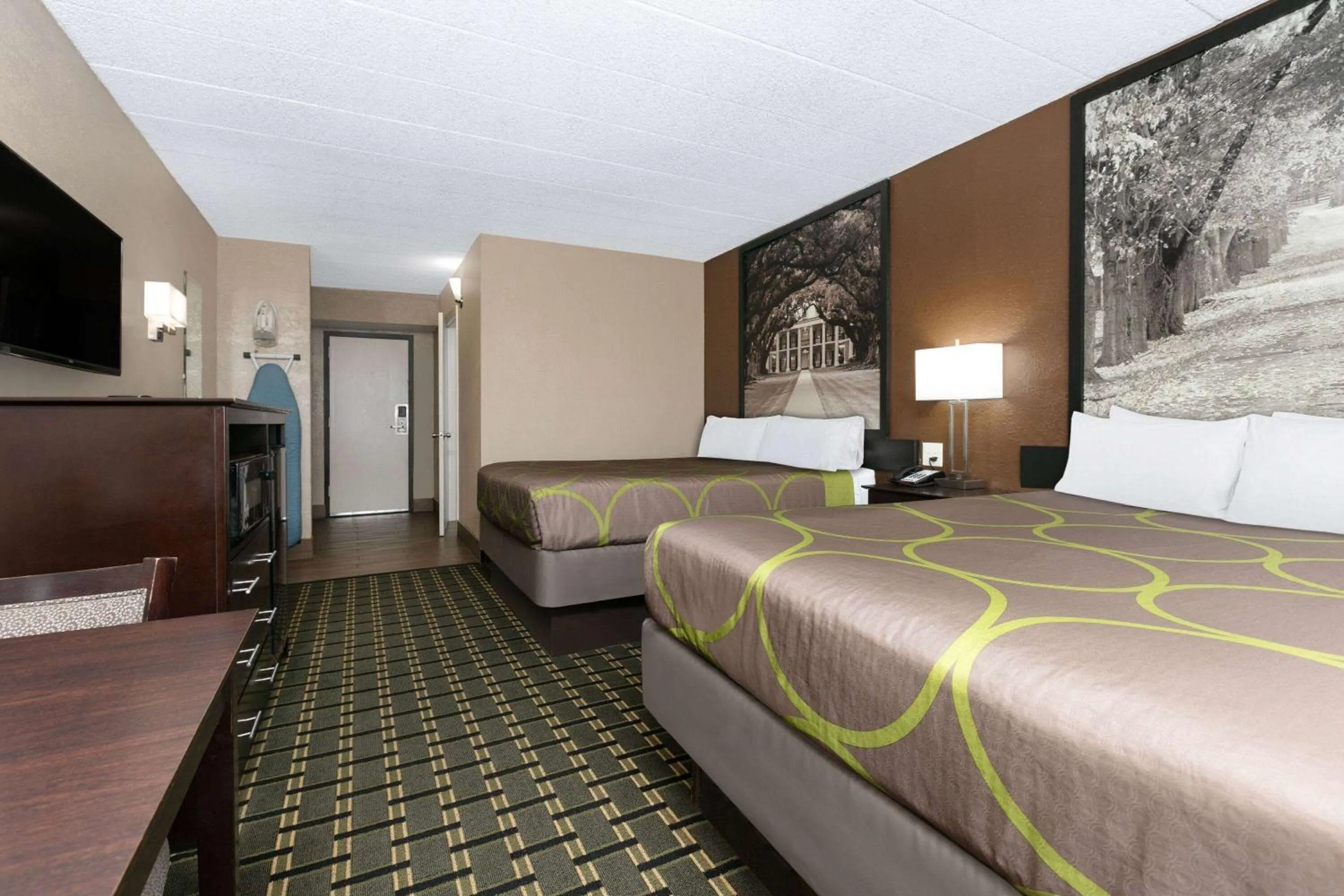 Queen Room with Two Queen Beds and Bath Tub - Mobility Accessible/Non-Smoking in Super 8 by Wyndham Grand Prairie North
