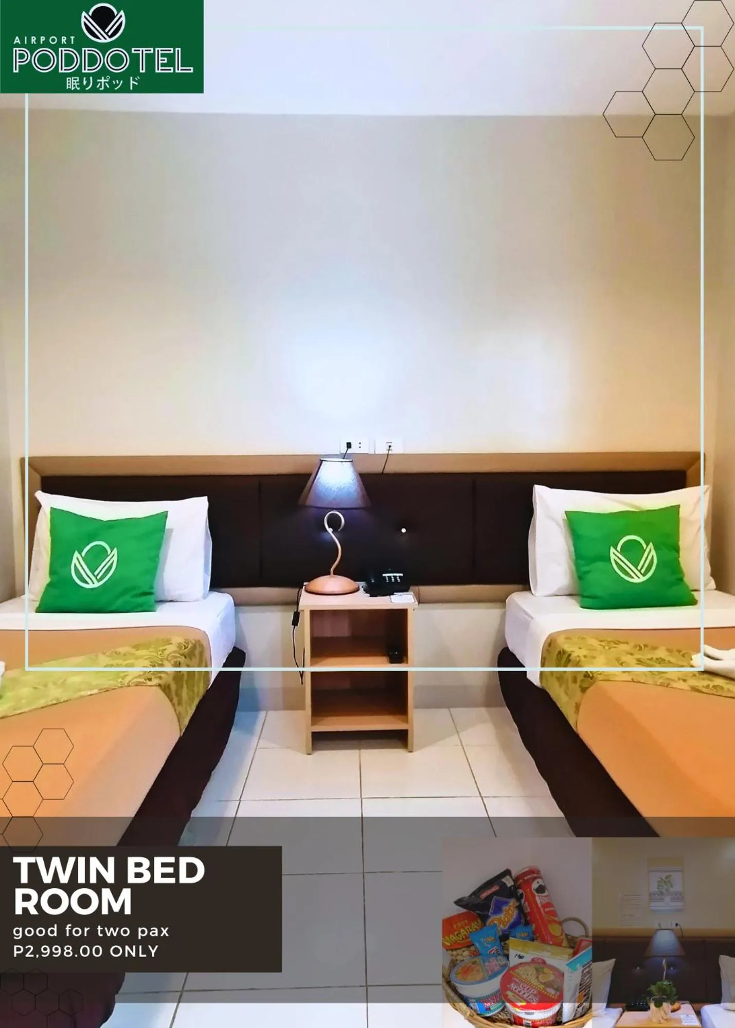 Small Twin Room in Airport Poddotel Inc.