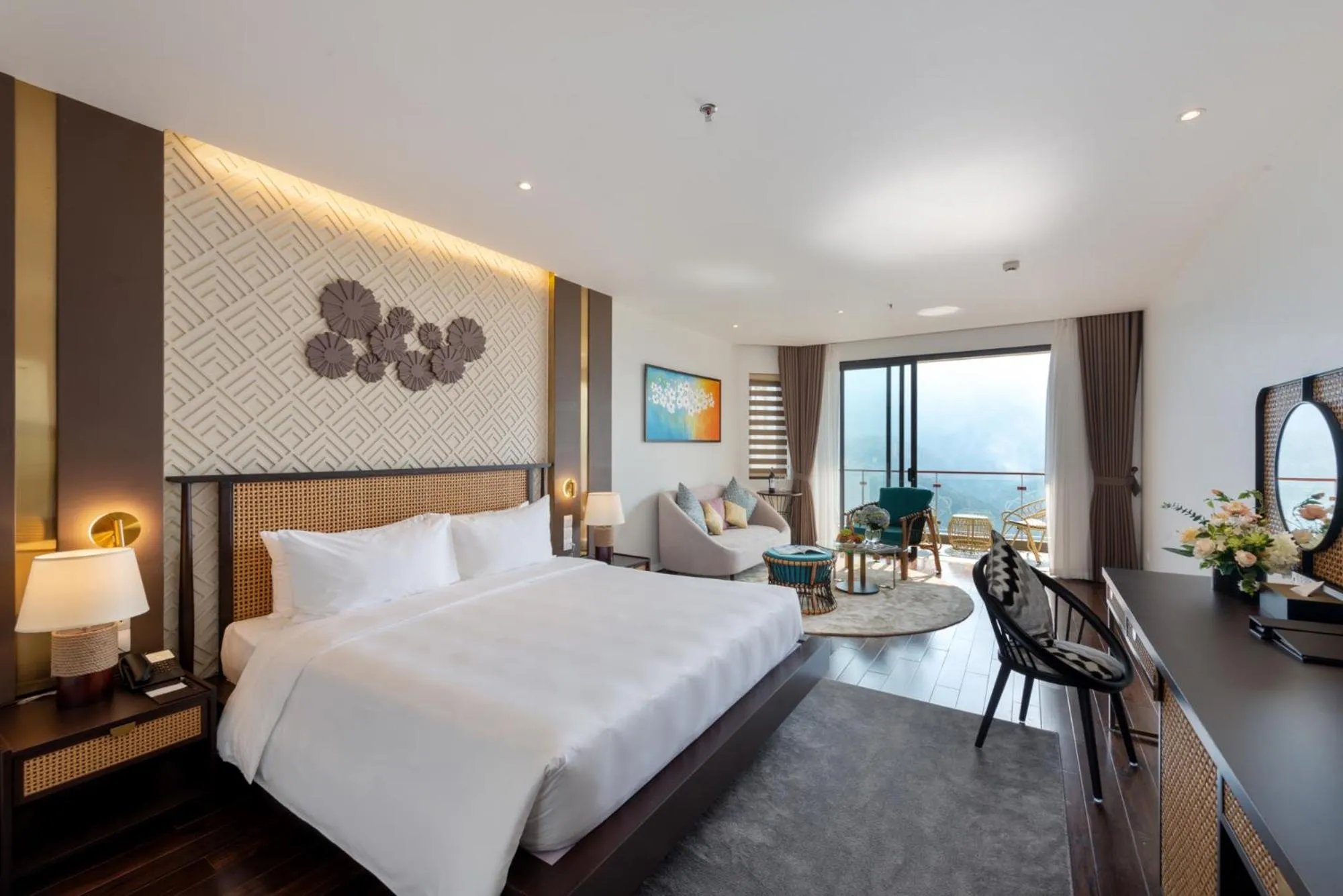 Premier Queen Room with Balcony and Mountain View in KK Sapa Hotel