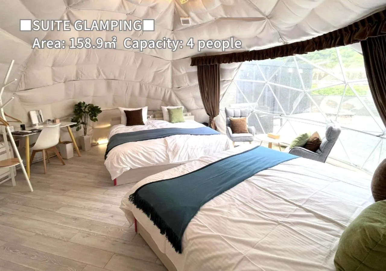 Glamping Suite Dome Tent with Open-Air Bath and Sauna Tent in Bihadanoyu Koshikano Onsen