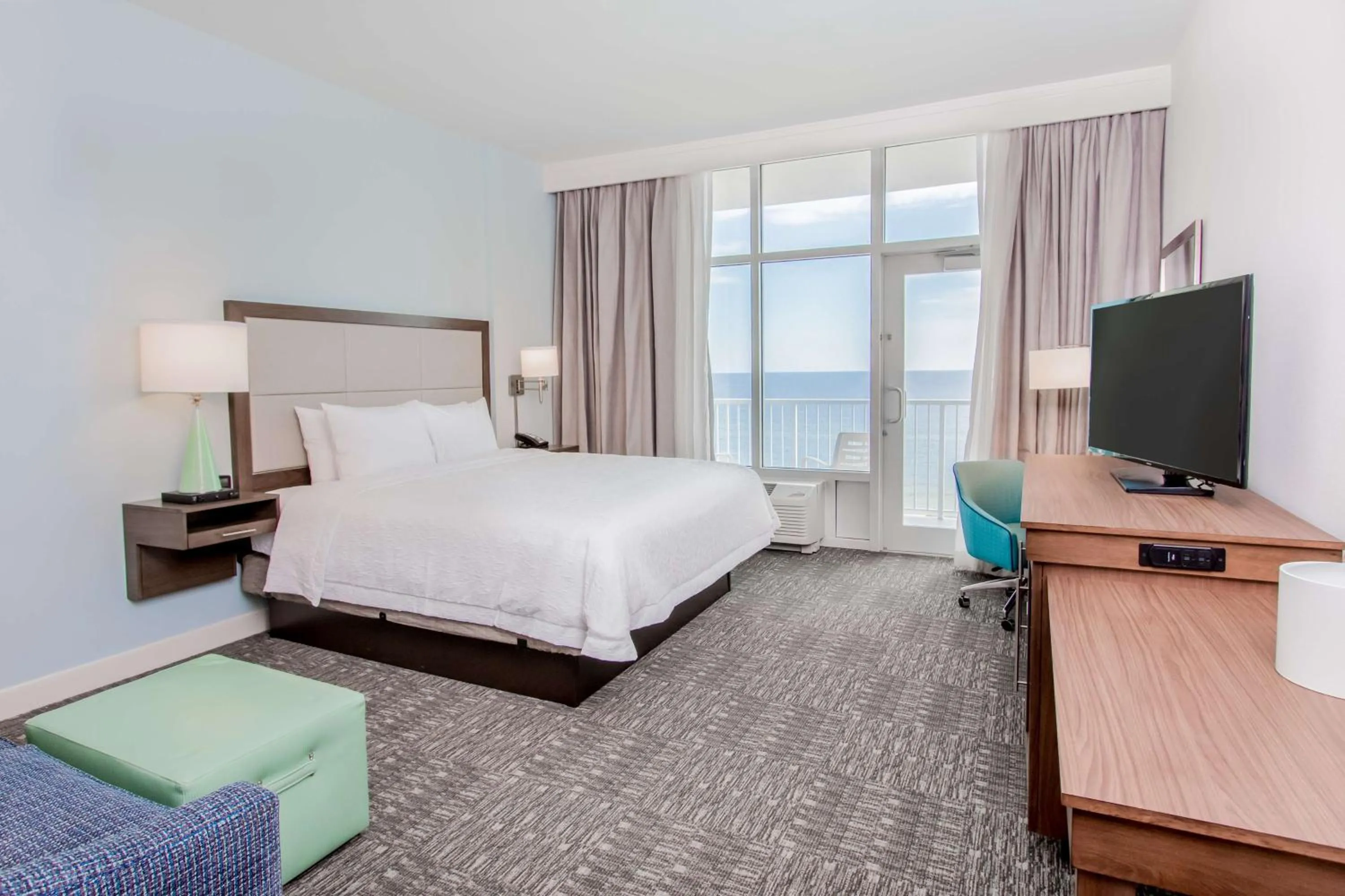 King Studio Suite with Roll-In Shower and Balcony - Mobility Access in Hampton Inn & Suites Panama City Beach-Beachfront