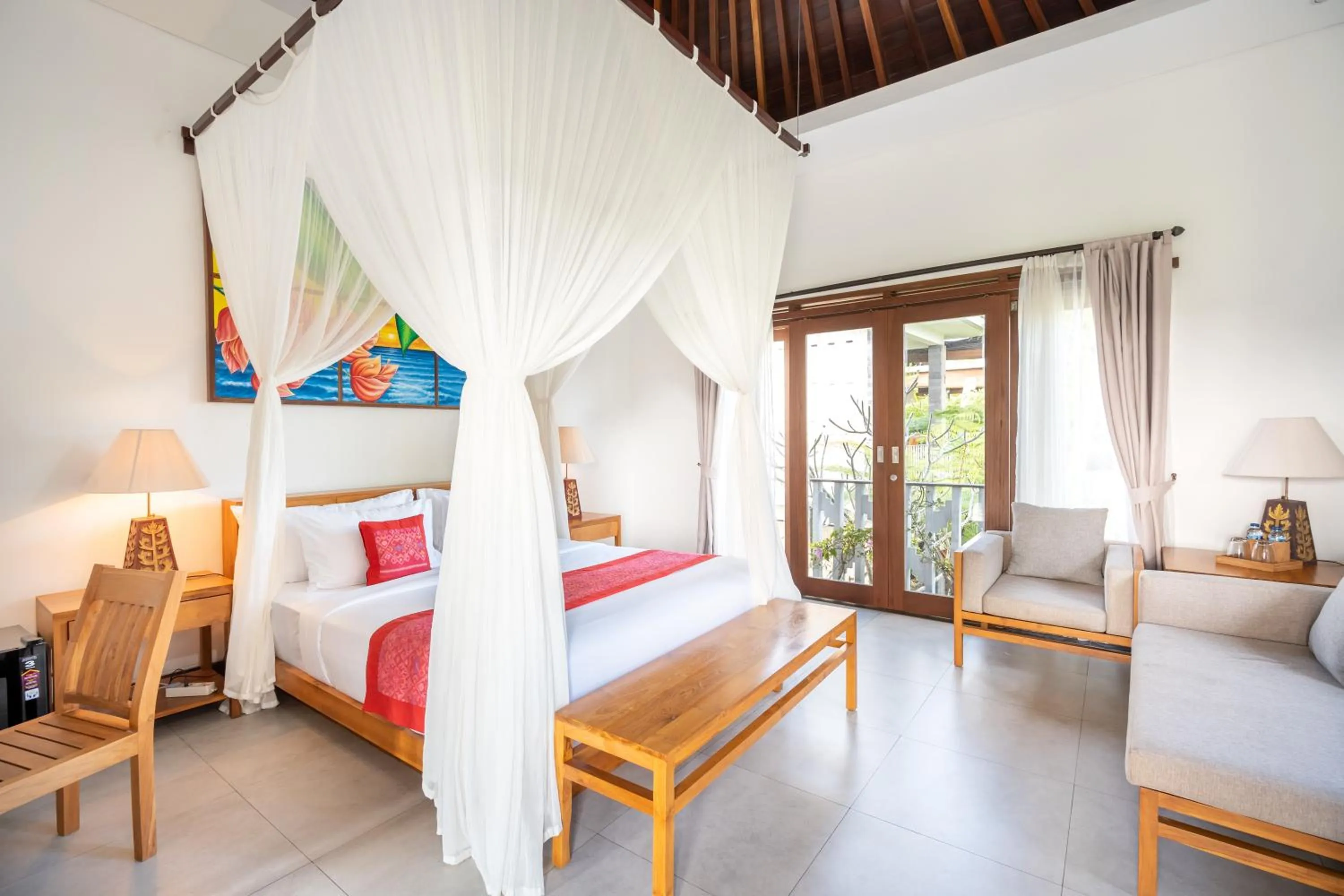 One Bedroom Balcony with Rice Field View in Prabhu Ubud Villa
