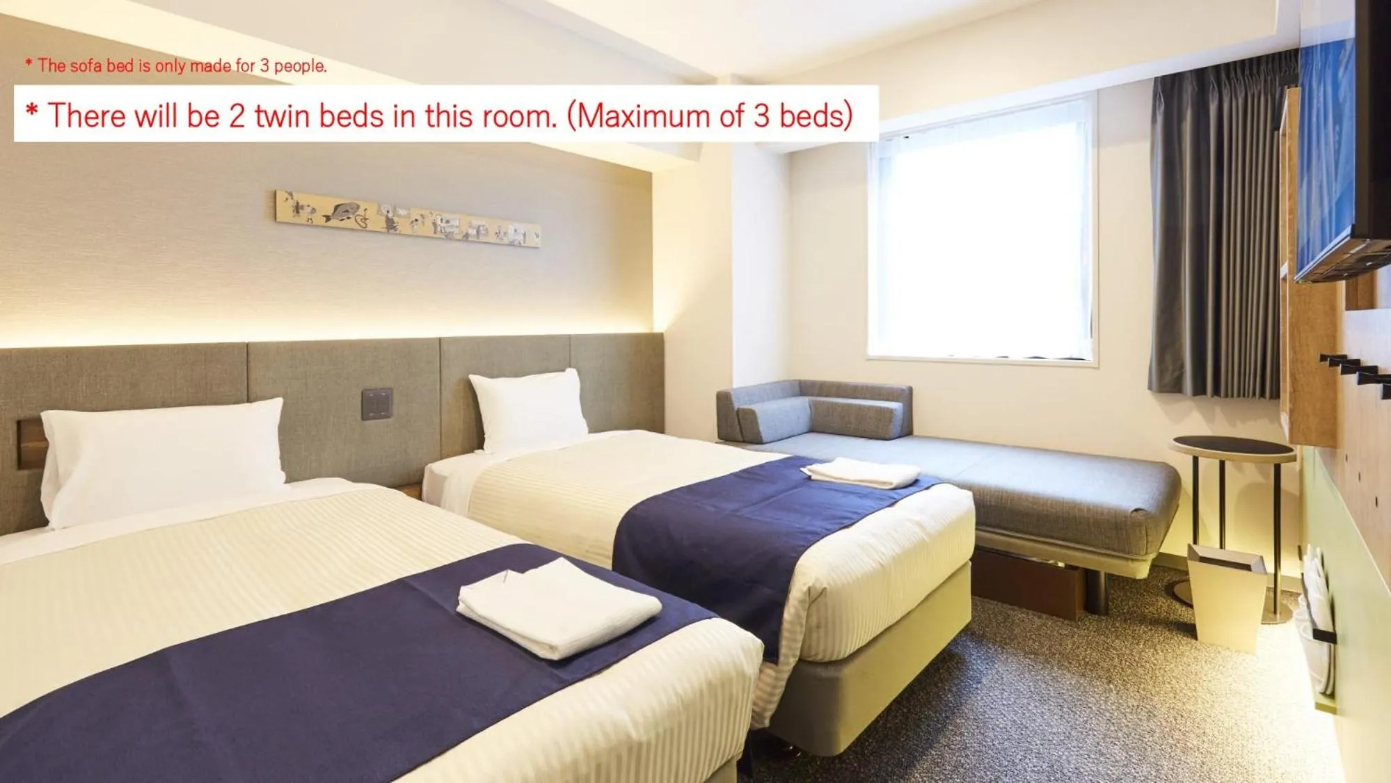 Deluxe Twin Room with Sofa bed in hotel MONday Premium Ueno Okachimachi