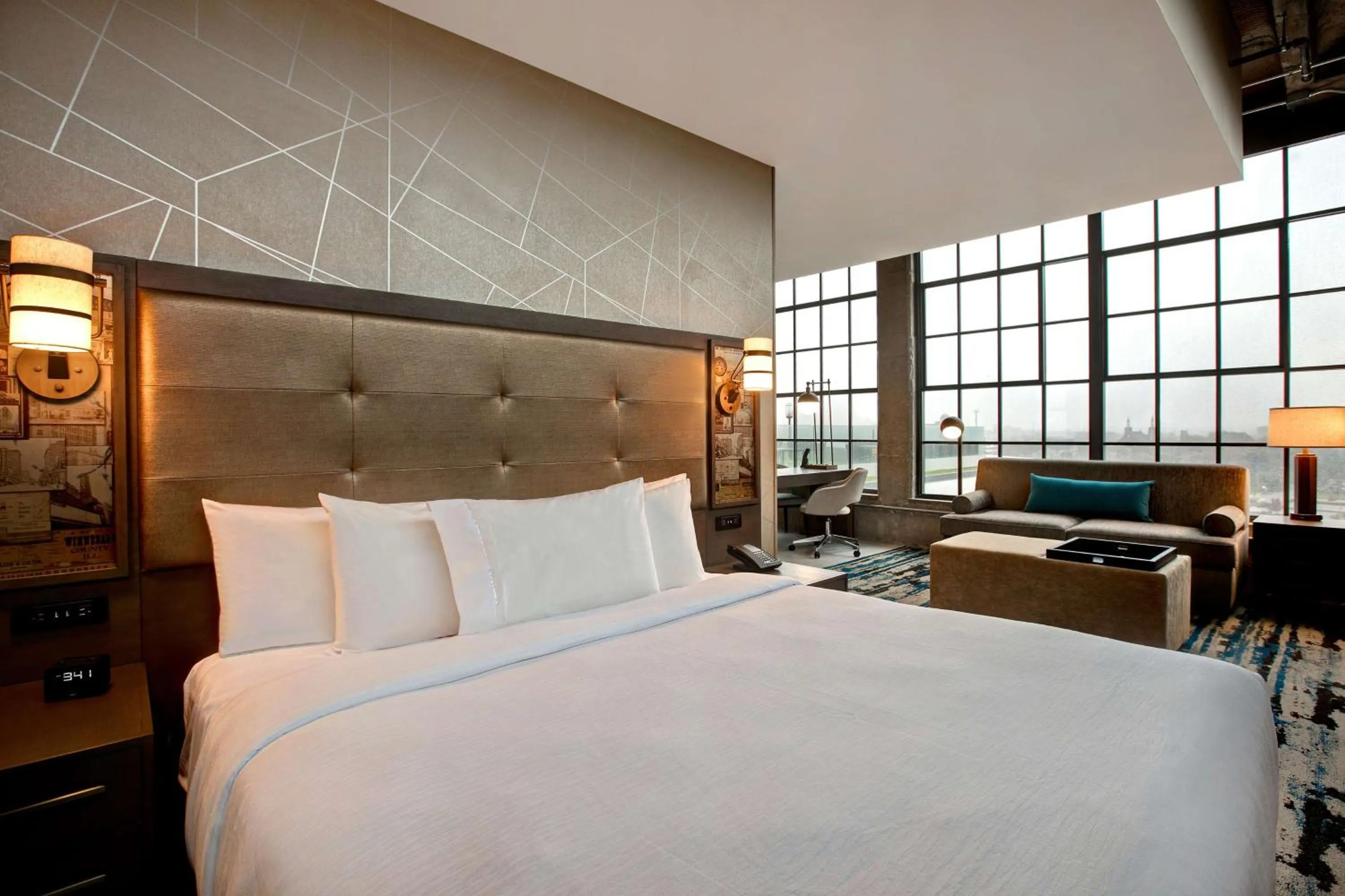 King Studio Suite with Roll-In Shower - Hearing Access in Embassy Suites By Hilton Rockford Riverfront