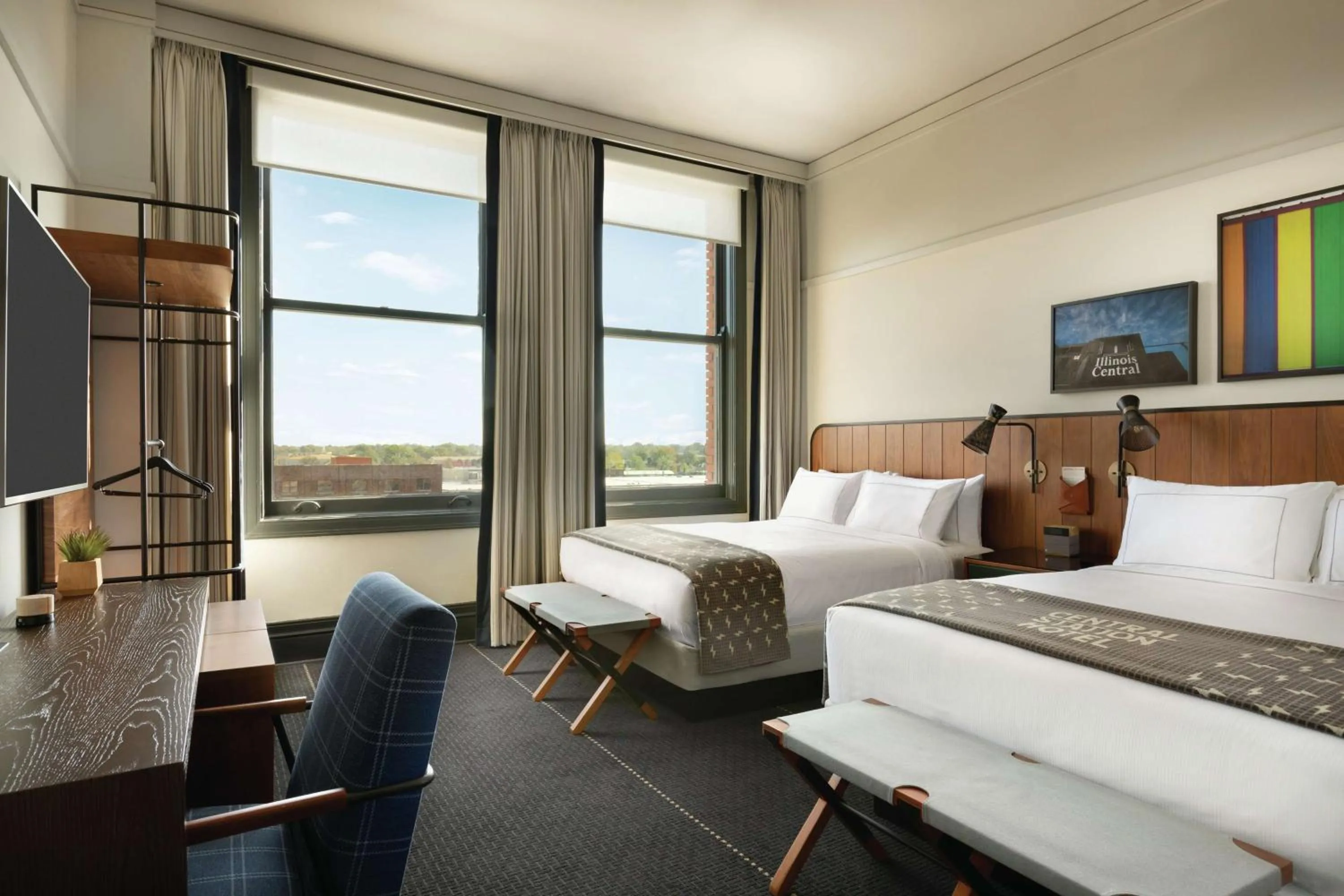 Queen Room with Two Queen Beds - Hearing Accessible in The Central Station Memphis, Curio Collection By Hilton