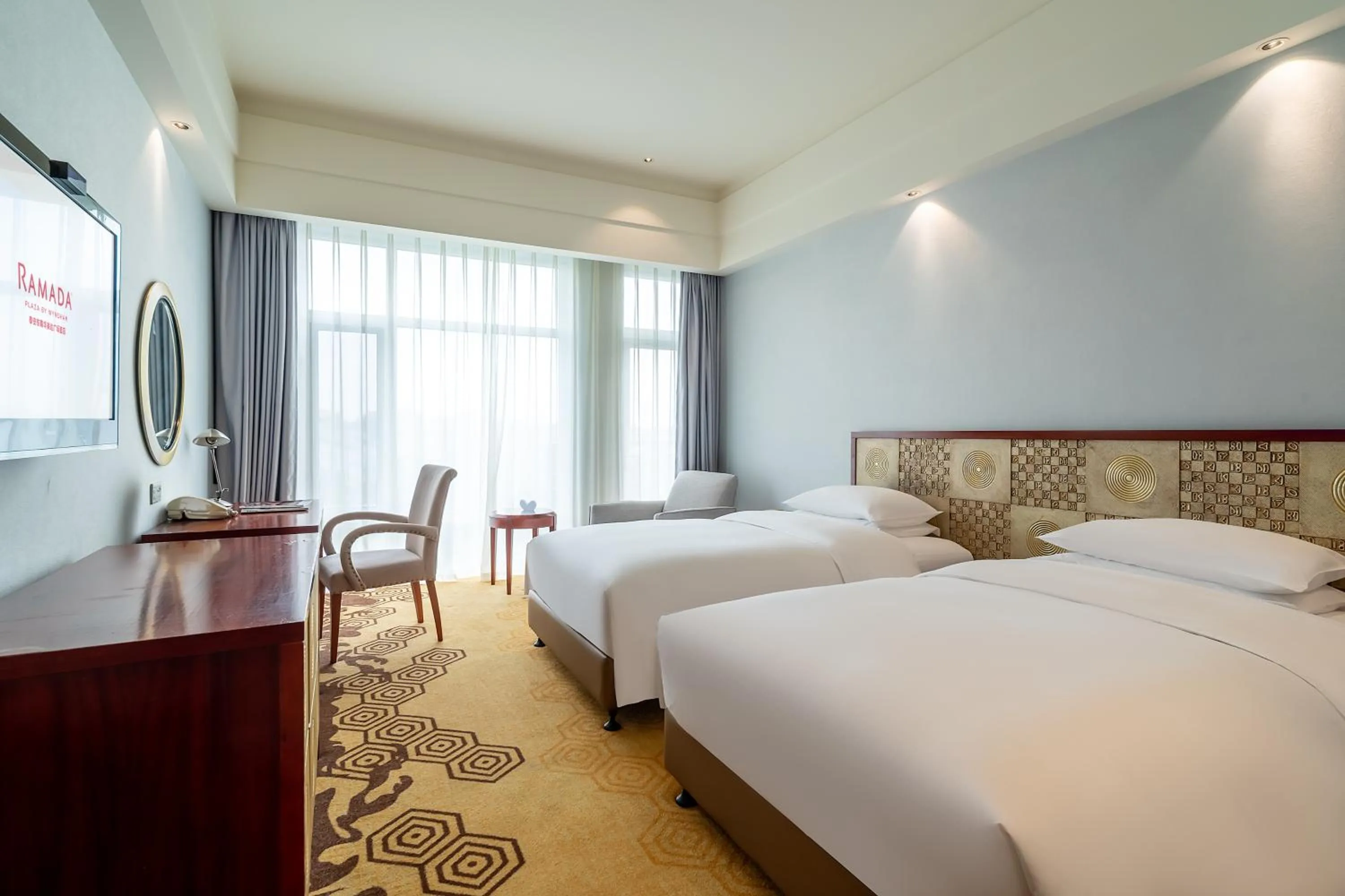 Twin Room with Two Twin Beds and Mountain View - Non-Smoking in Ramada Plaza By Wyndham Taian